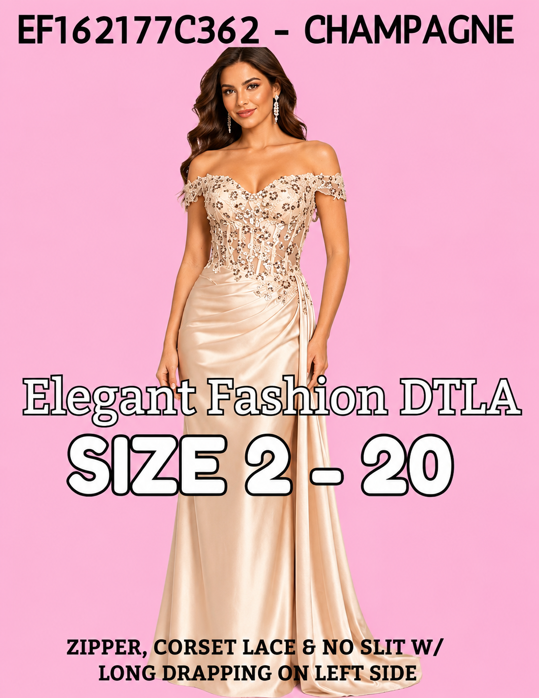 (SIZE 2-22)✨9 COLORS:  Corset Lace w/ no slit