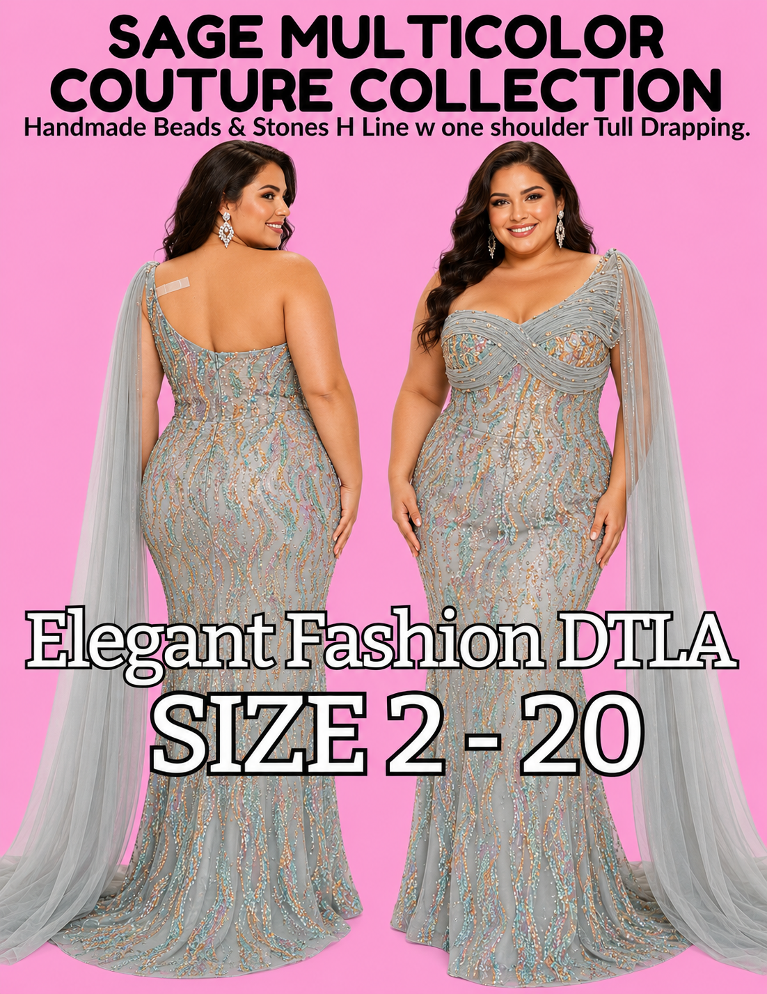 SAGE MULTICOLOR  (SIZE 2-20)✨ Elegant Fashion✨EF168205