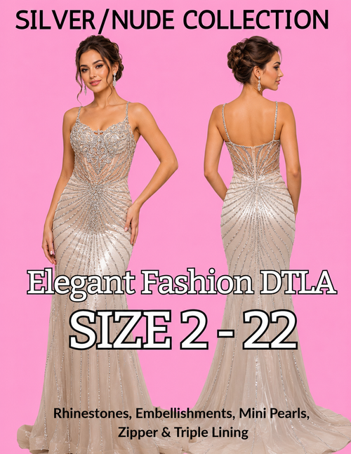 (SIZE 2-22) ✨ Elegant Fashion ✨ SILVER/NUDE Embellishments and Mini Pearls