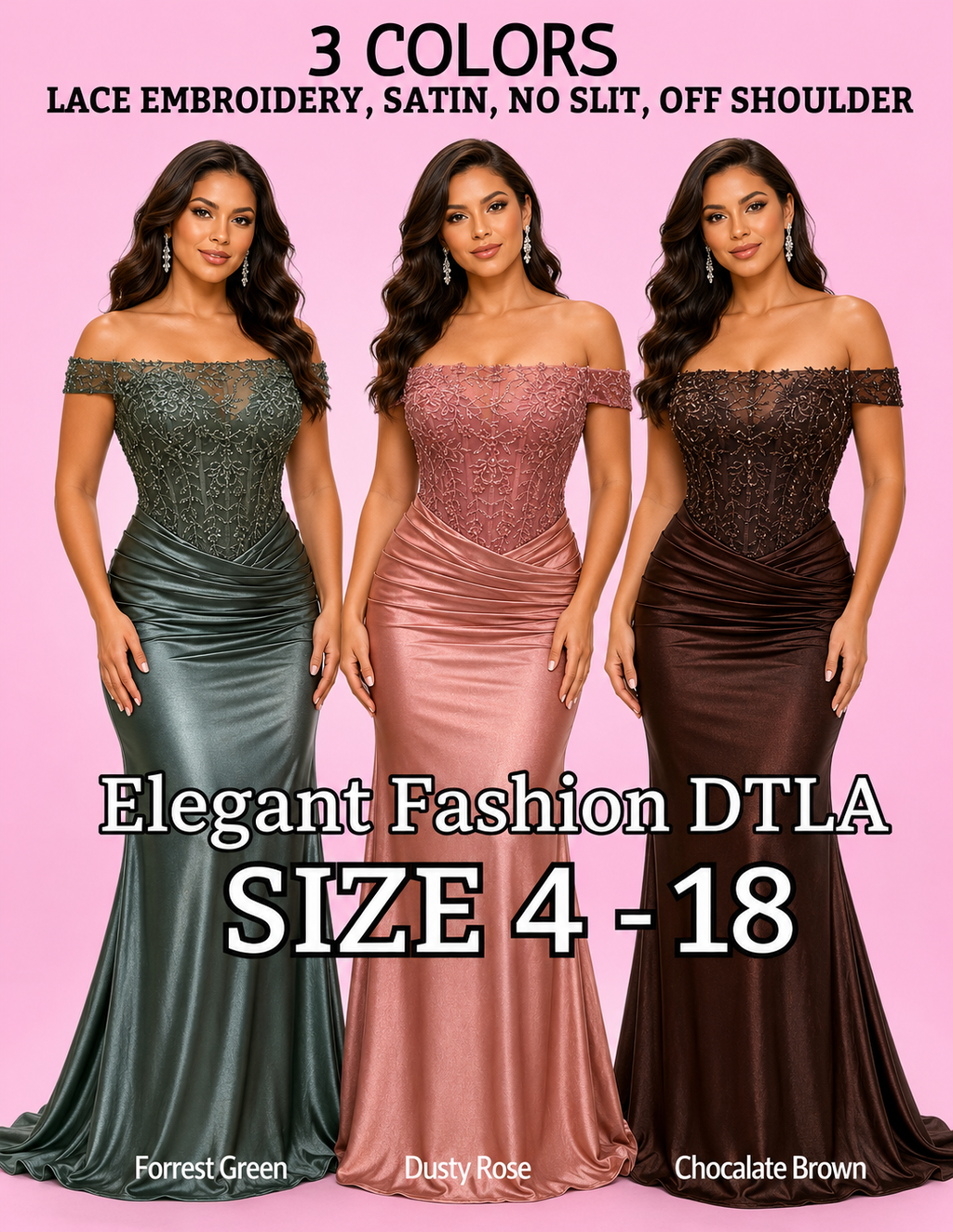 FINAL STOCK (SIZE 10-18)✨ Elegant Fashion✨ 3 COLORS EFJ094