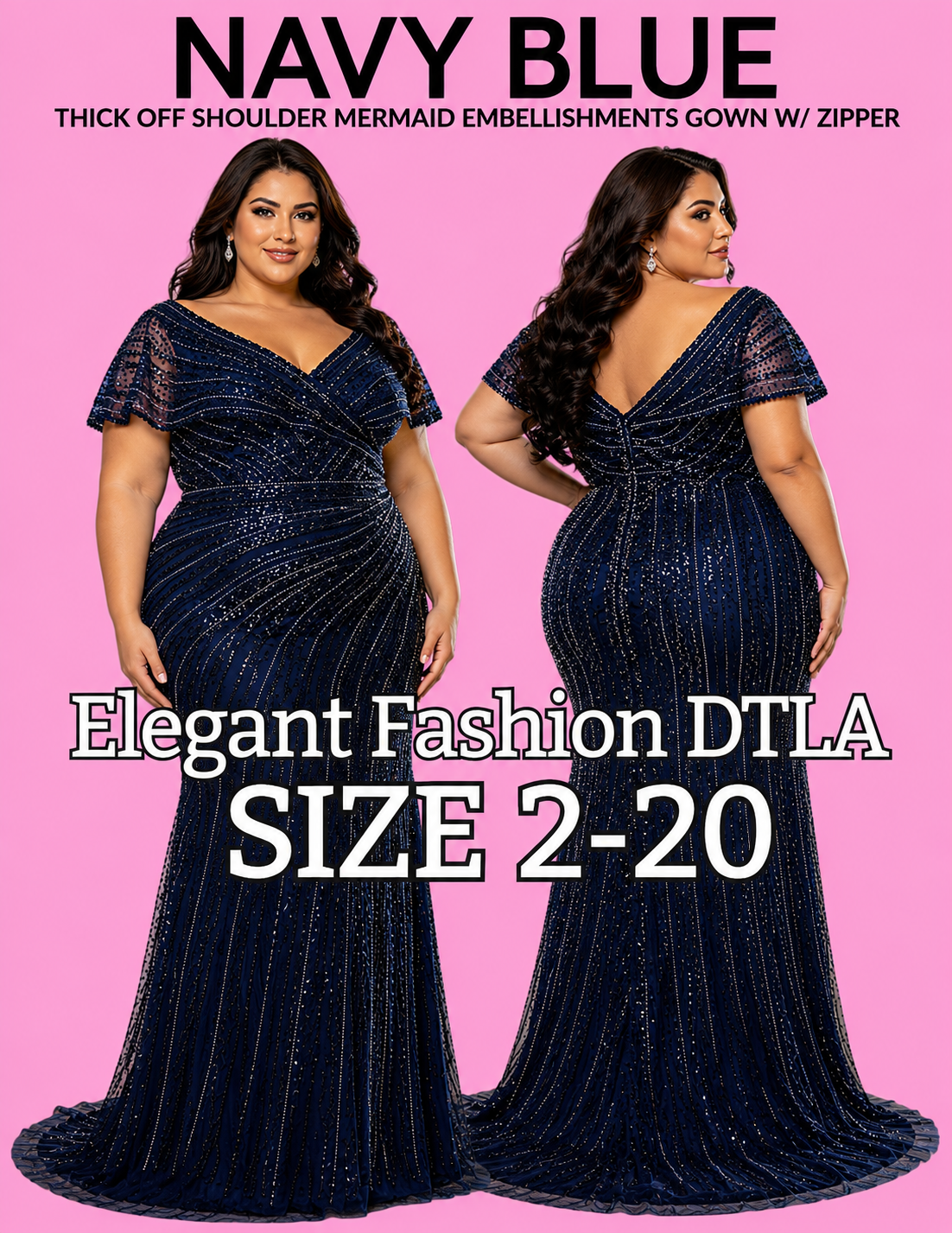 NAVY BLUE (SIZE 2-20)✨ Elegant Fashion✨ EF168252