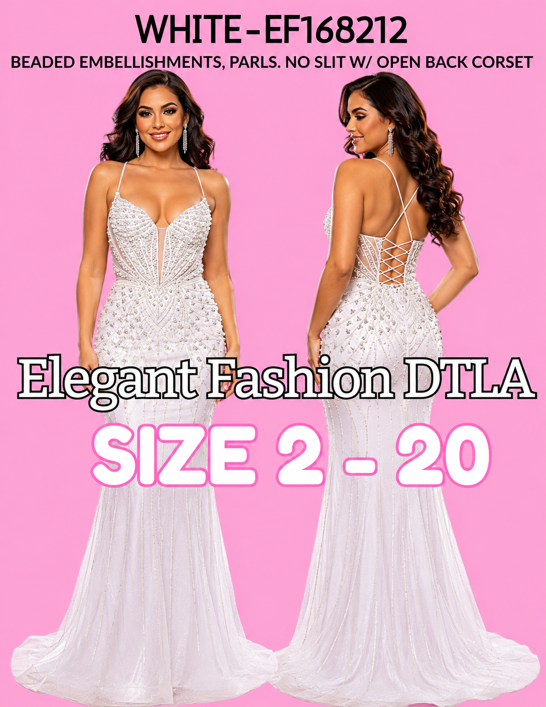 6 COLORS (SIZE 2-20)✨ Elegant Fashion✨ EF168212
