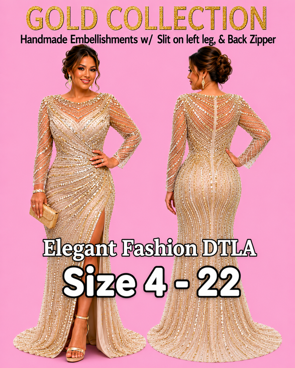 PLUS SIZE (SIZE 6-22) ✨ Elegant Fashion✨ 2 COLORS EMBELLISHMENTS