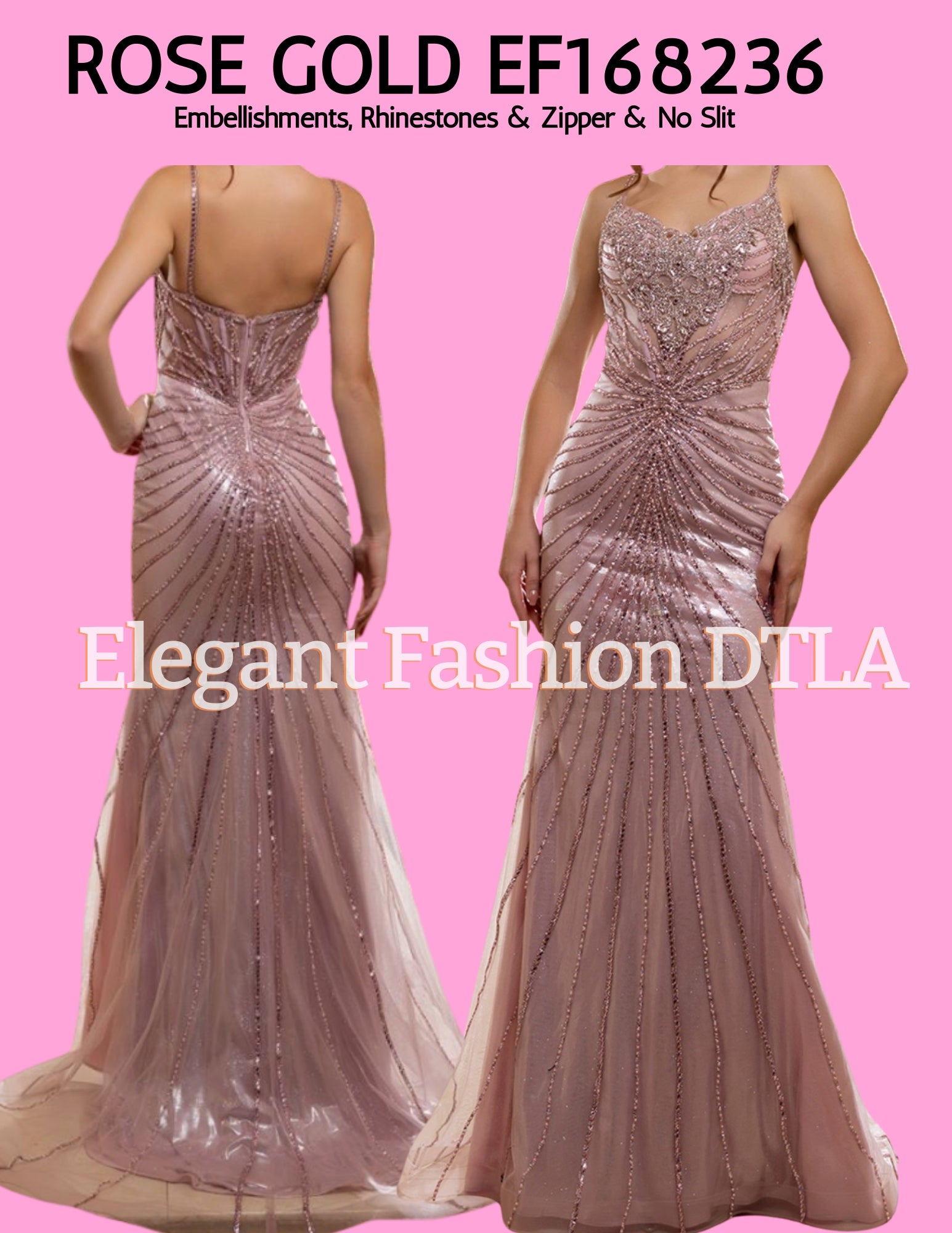 ✨ Elegant Fashion ✨ EF168236 Rose Gold Embellishments and Mini Pearls
