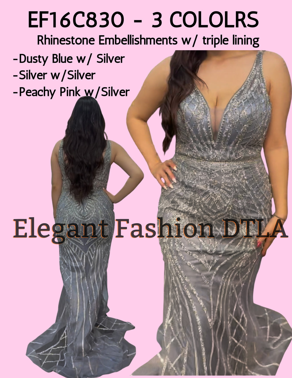 DTLA ✨ Elegant Fashion ✨  EF16C830 Rhinestones