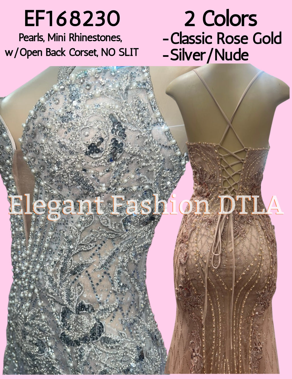 EF168230 Rhinestones NO SLIT OPEN BACK