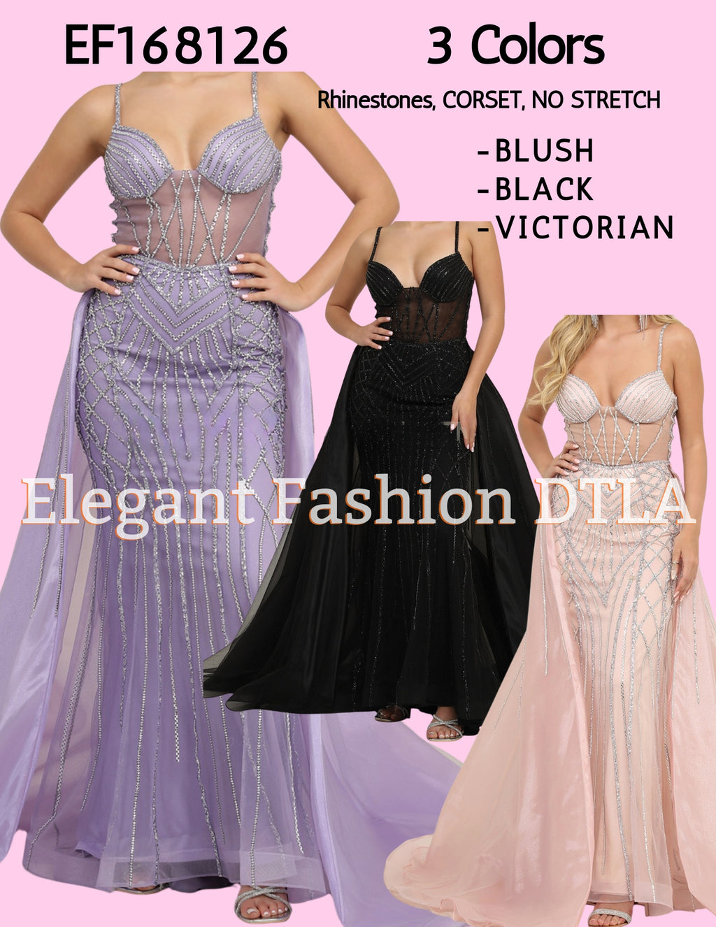 ✨  Elegant Fashion ✨  EF168126 Rhinestones CORSET & detachable skirt