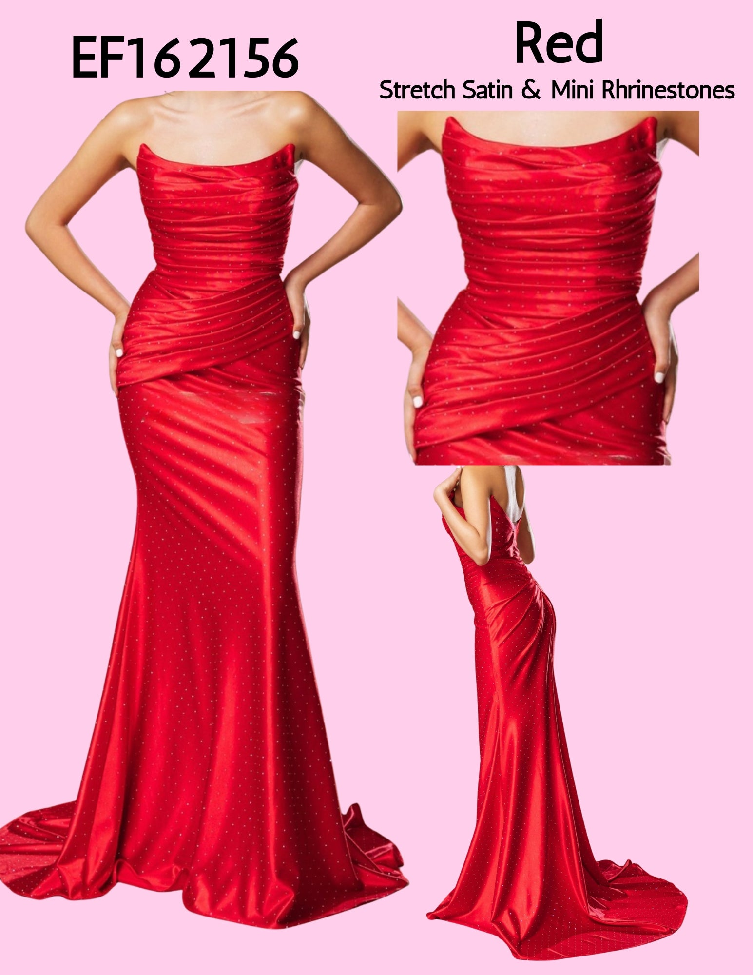 💎💎 EF162156 Mini Rhinestones Satin Stretch