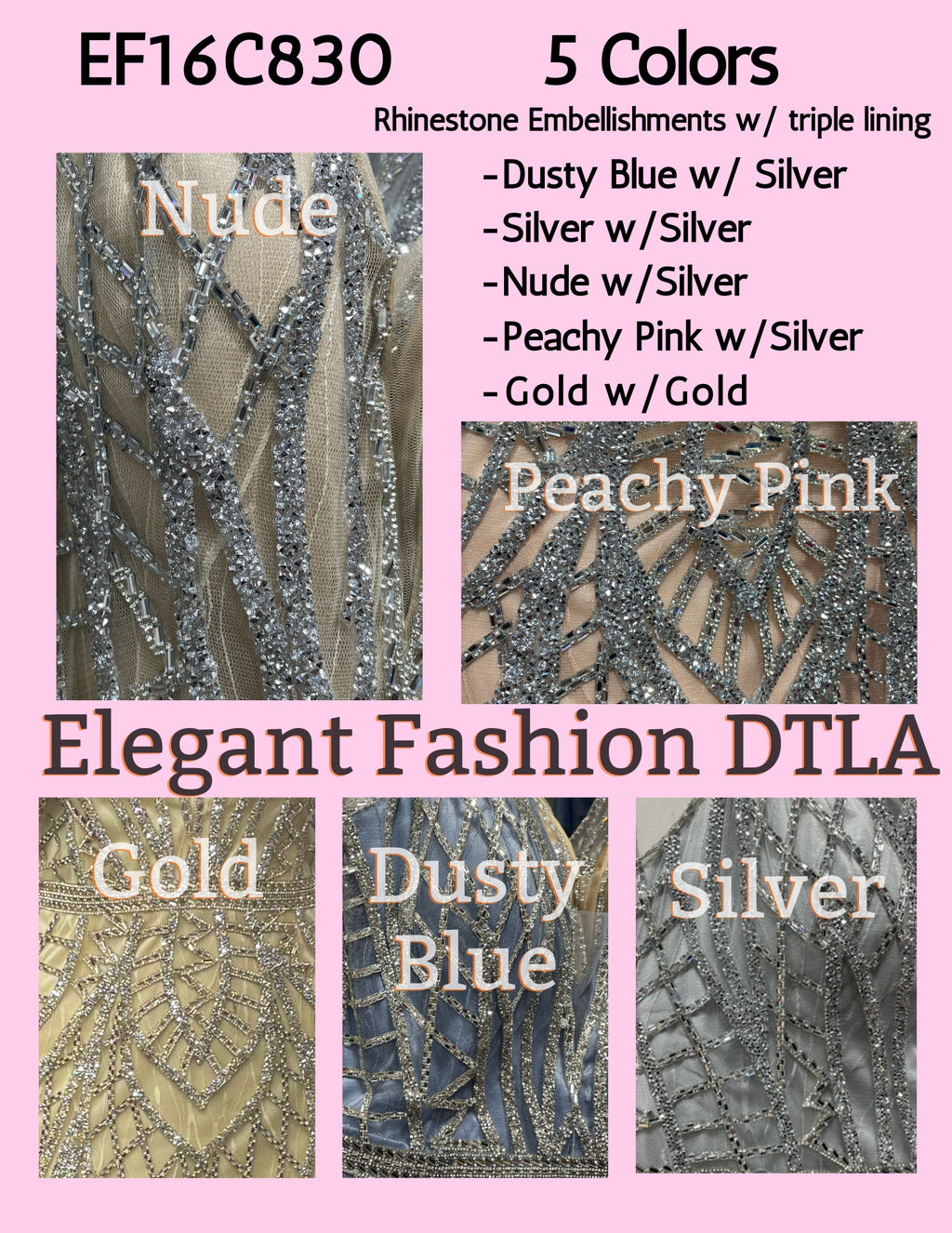 💎💎 EF16C830 Rhinestones NO SLIT TT