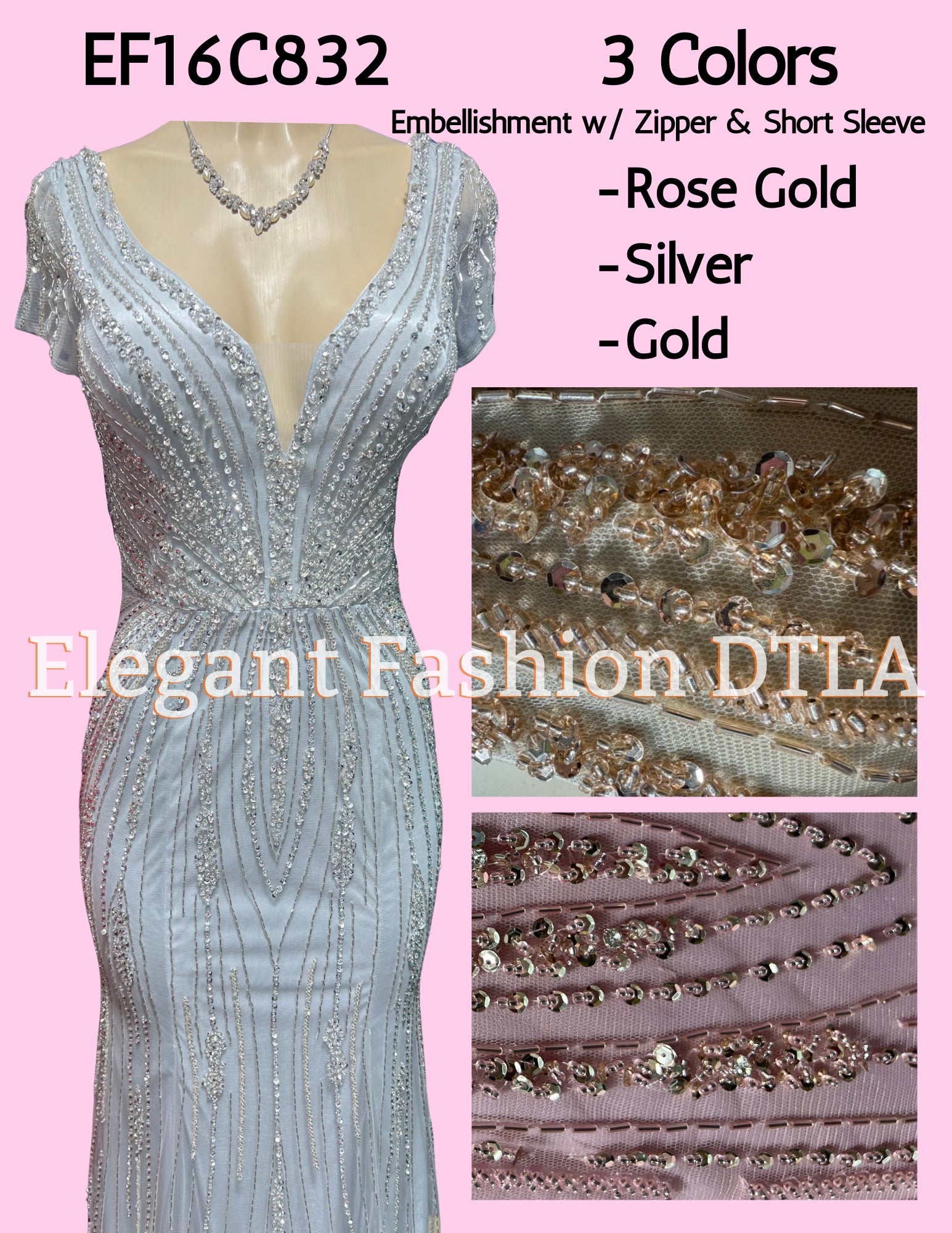 💎💎 MANGA EF16C832 Embellishments Short Sleeves _