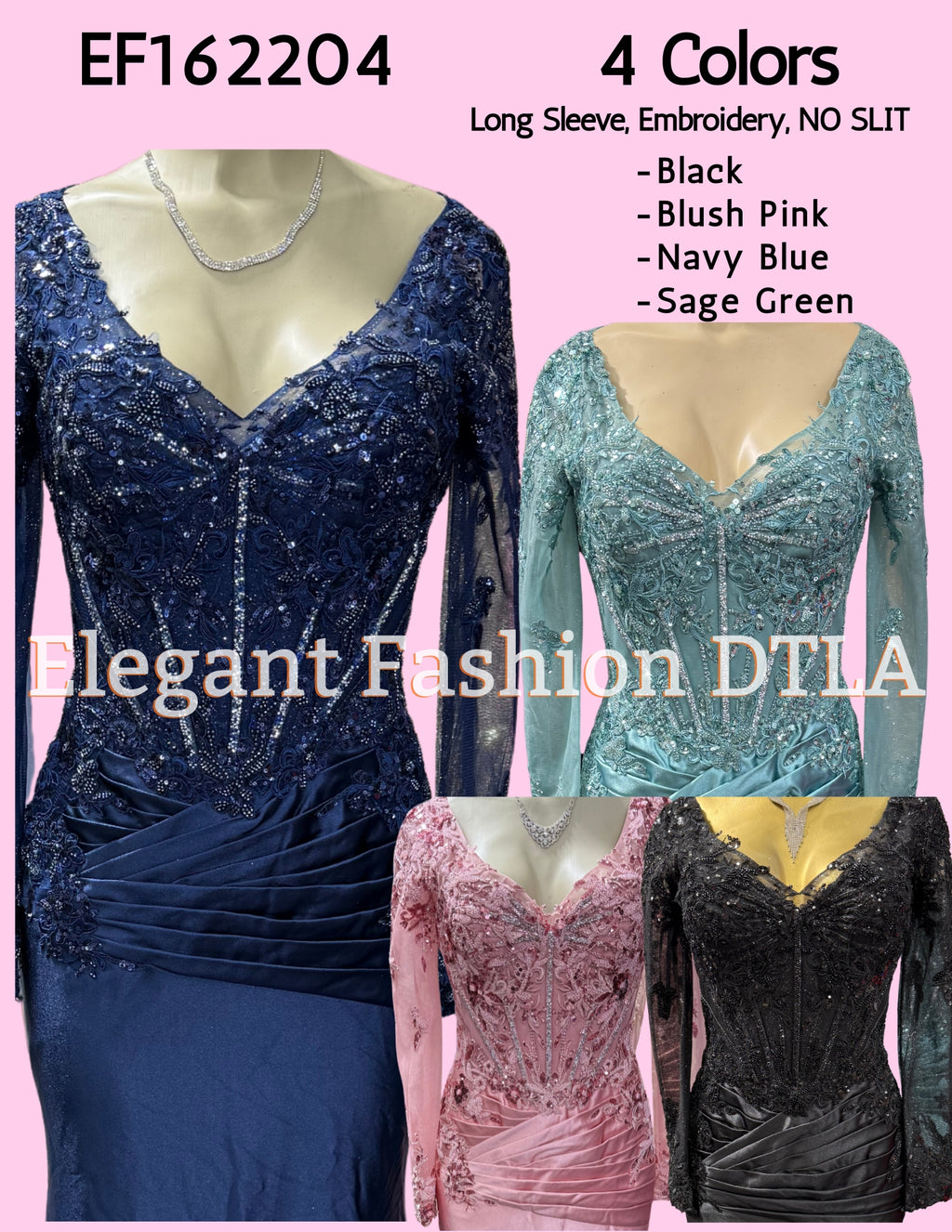 💎💎 EF162204 Long Sleeve Embroidery NO STRETCH