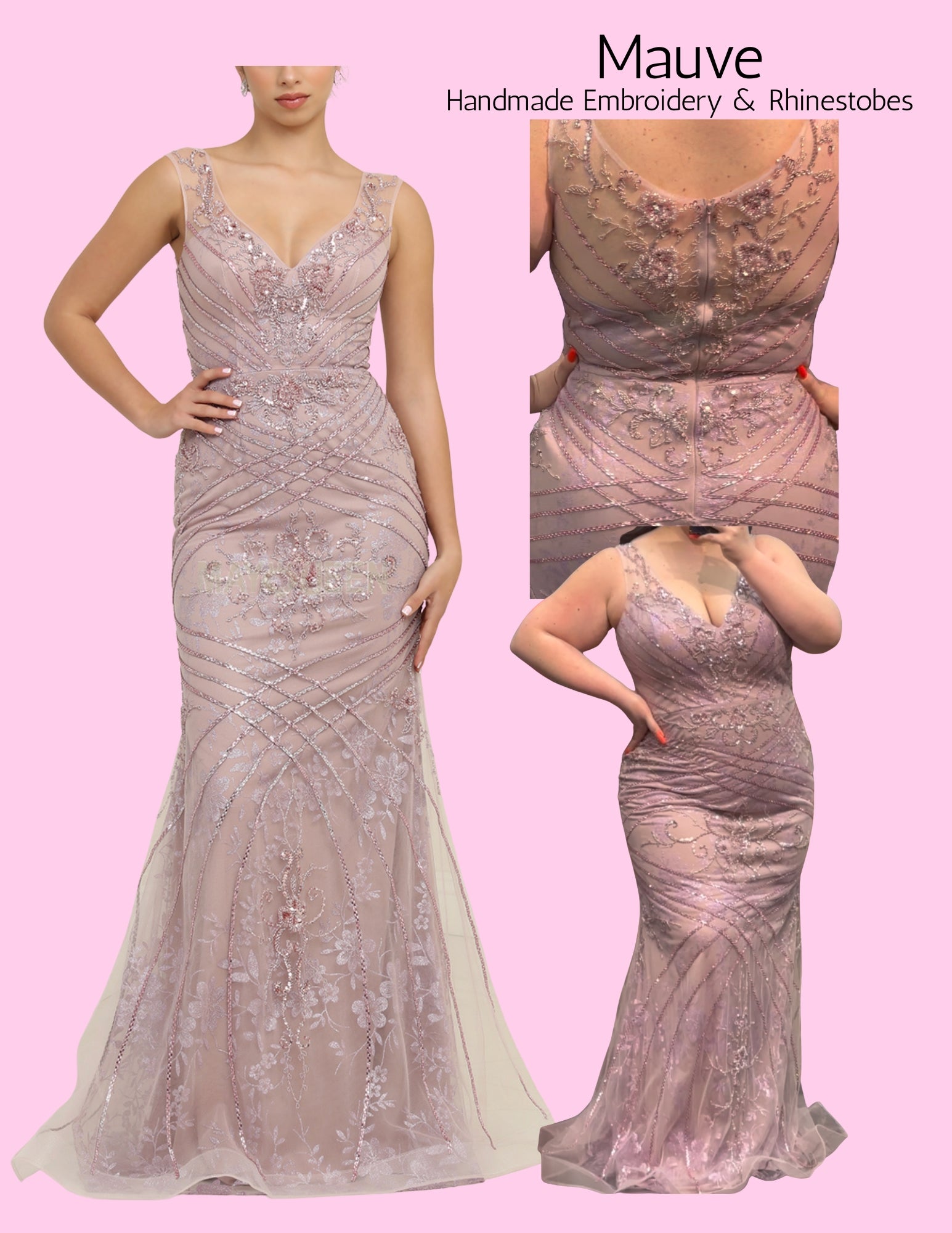 EF168130 Mauve Handmade Embroidery & Embellishments