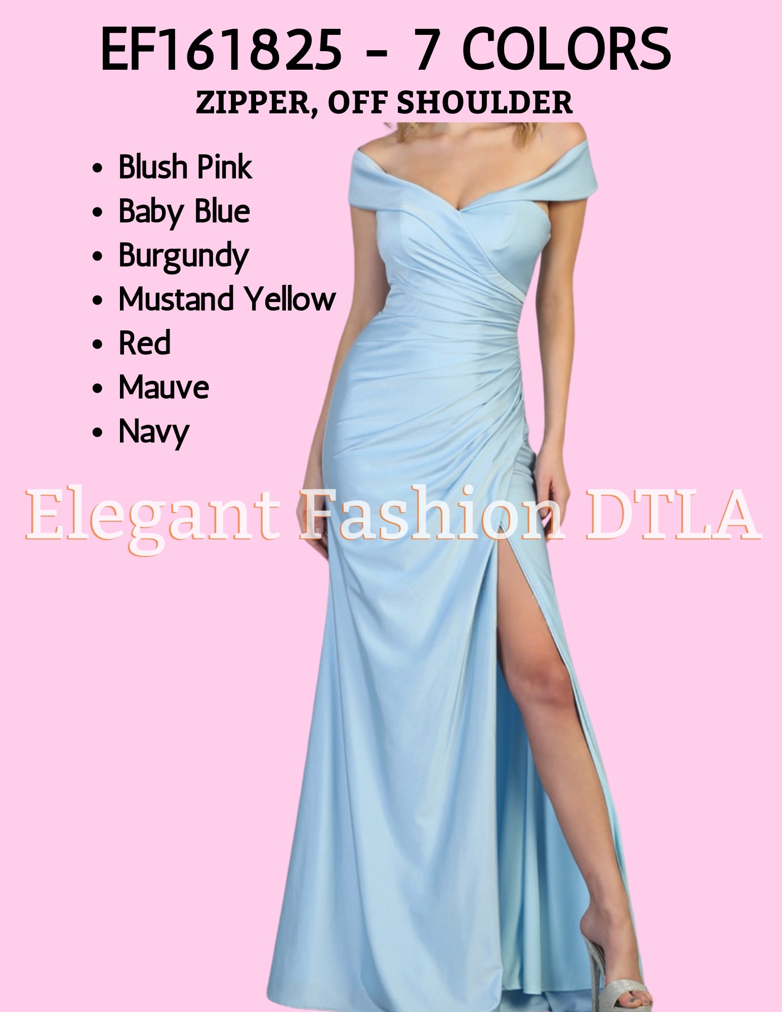 ✨ Elegant Fashion ✨  EF168125 Matte Satin Off Shoulder