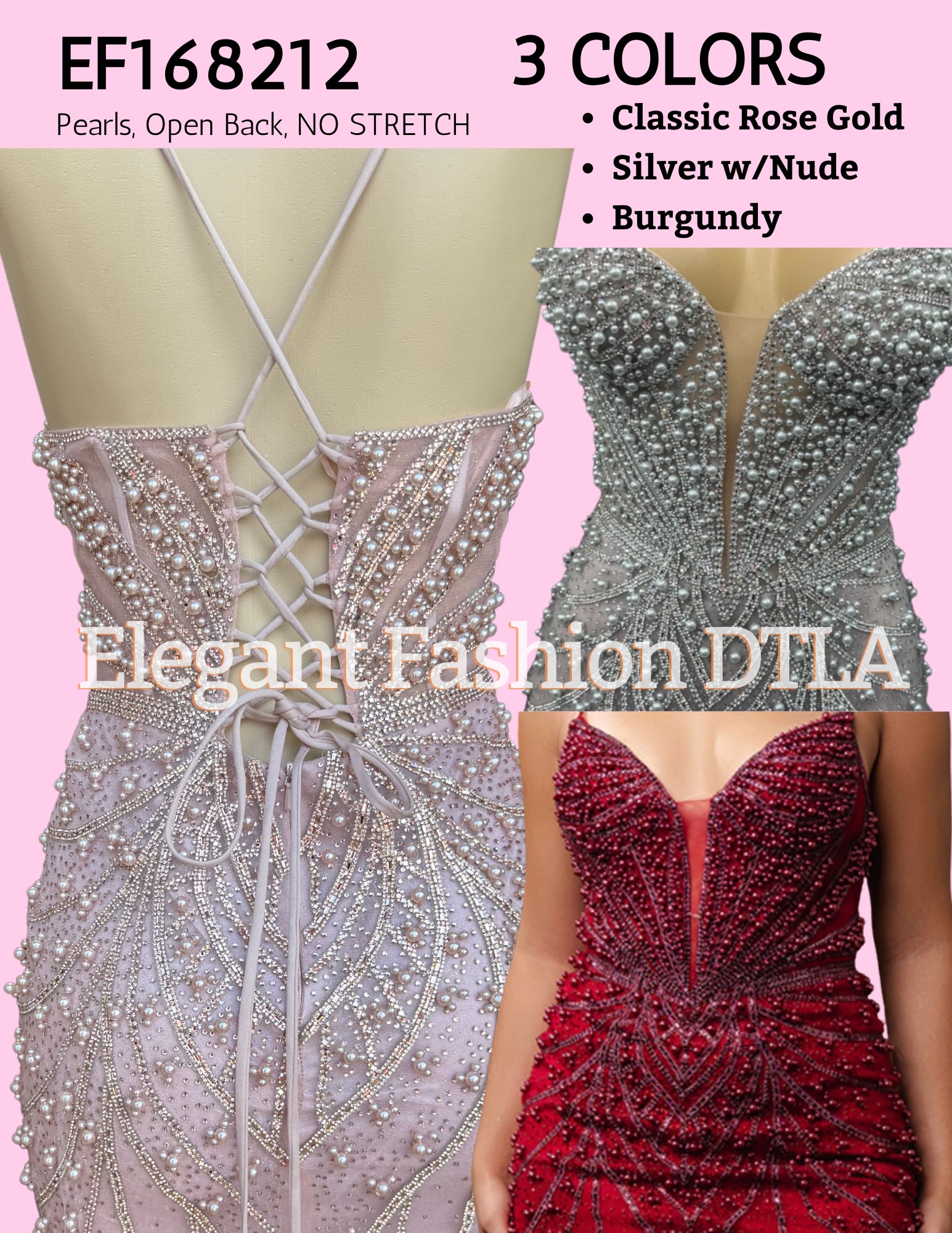 💎💎  EF168212 Pearls & Embellishments OPEN BACK