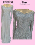 EF168132 Silver Long Sleeve Silver Rhinestones