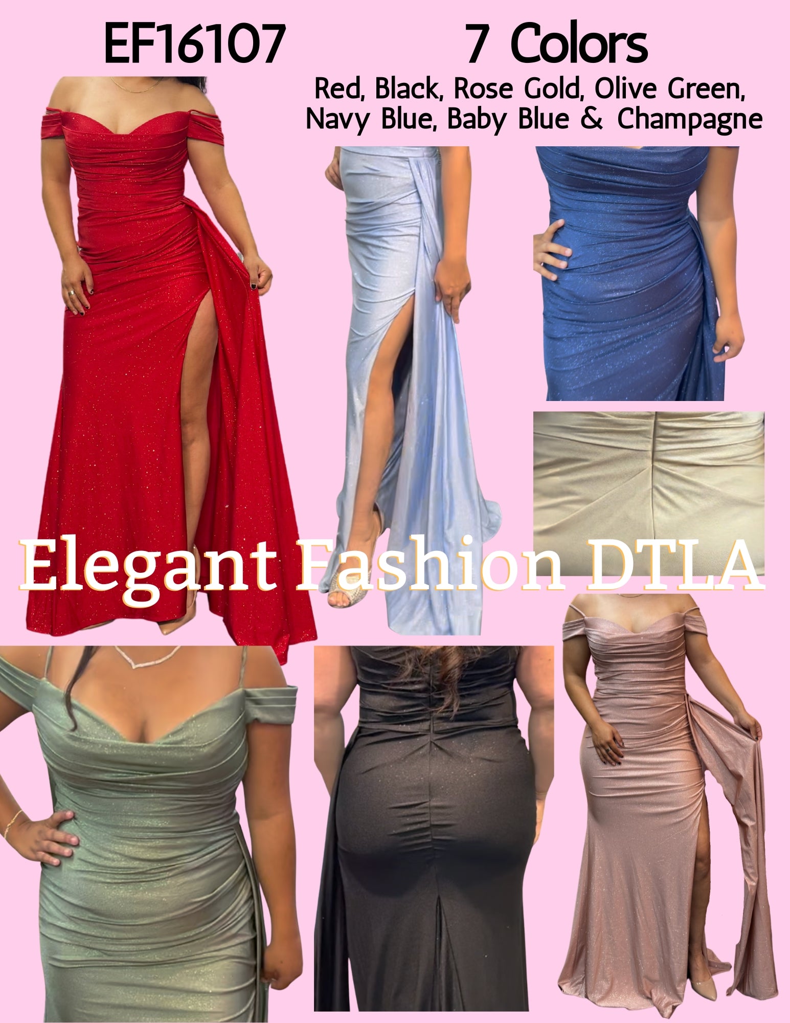 💎💎 EF16107 Sparkly Stretch w/ Side Slit