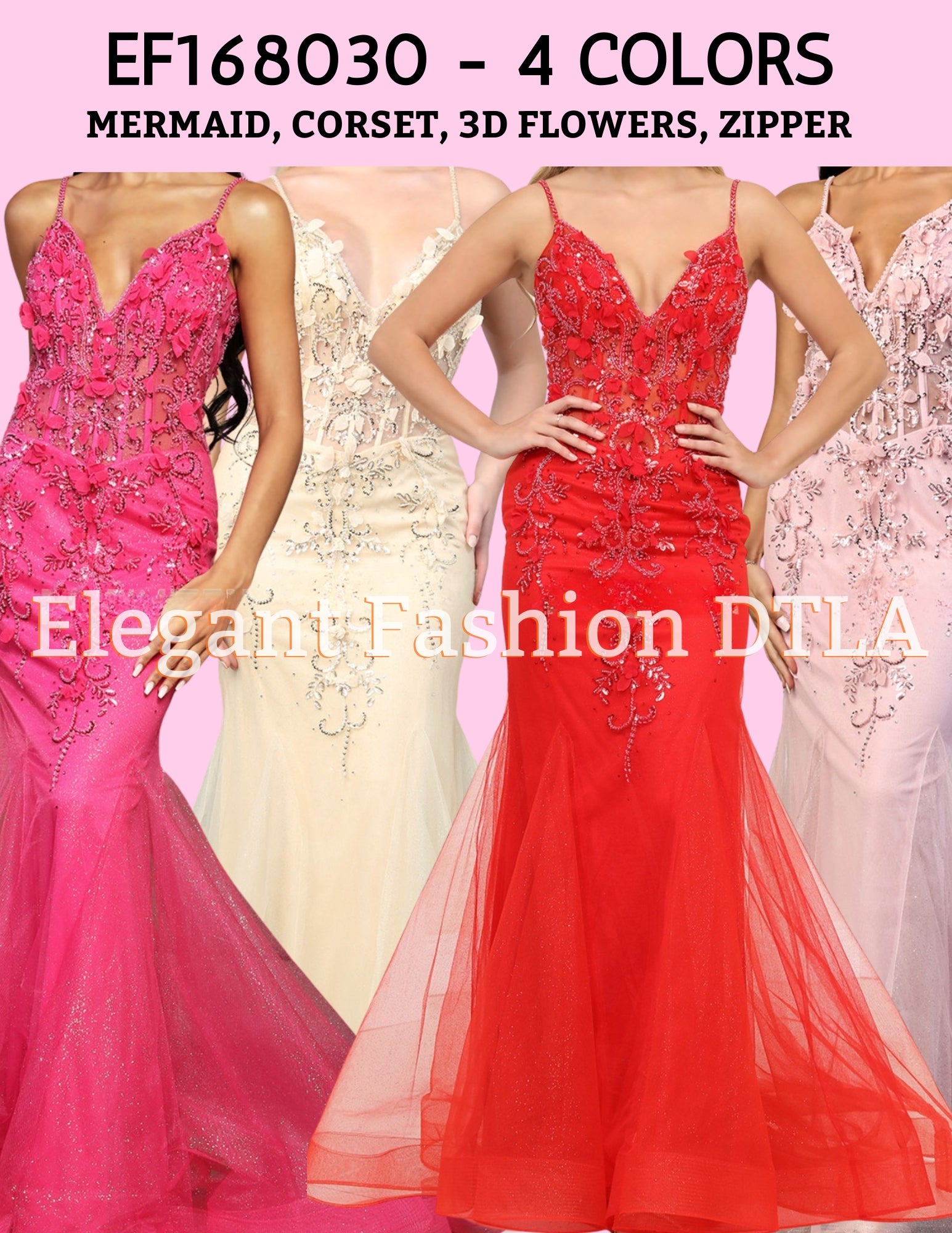 ✨  PROM  ✨  EF168030 Mermaid 3D Floral Corset