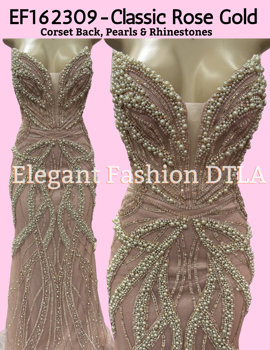 ✨ Elegant Fashion✨ Classic Rose Gold Pearls & Rhinestones (SIZE 2-16)
