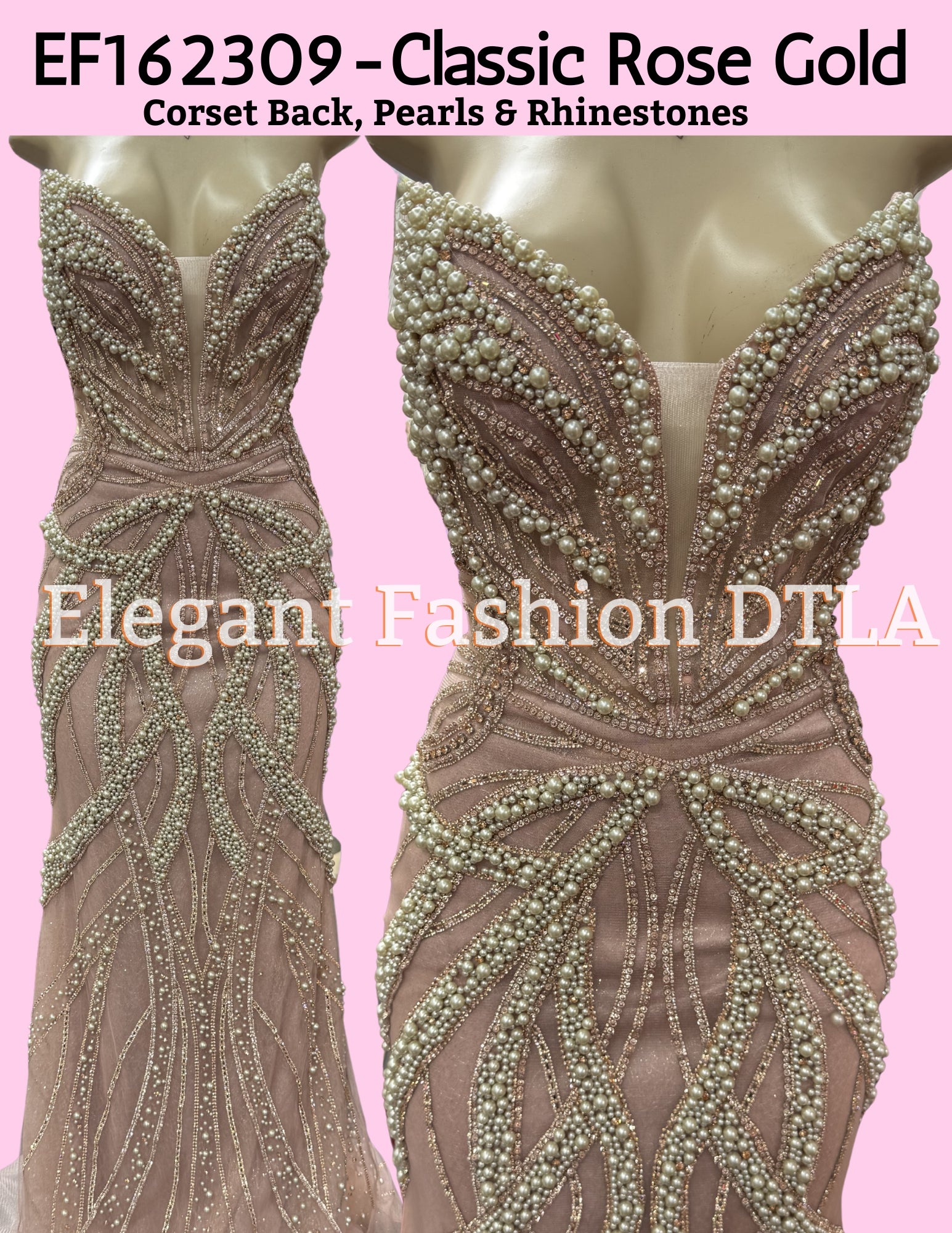 ✨ Elegant Fashion✨ Classic Rose Gold Pearls & Rhinestones (SIZE 2-16)