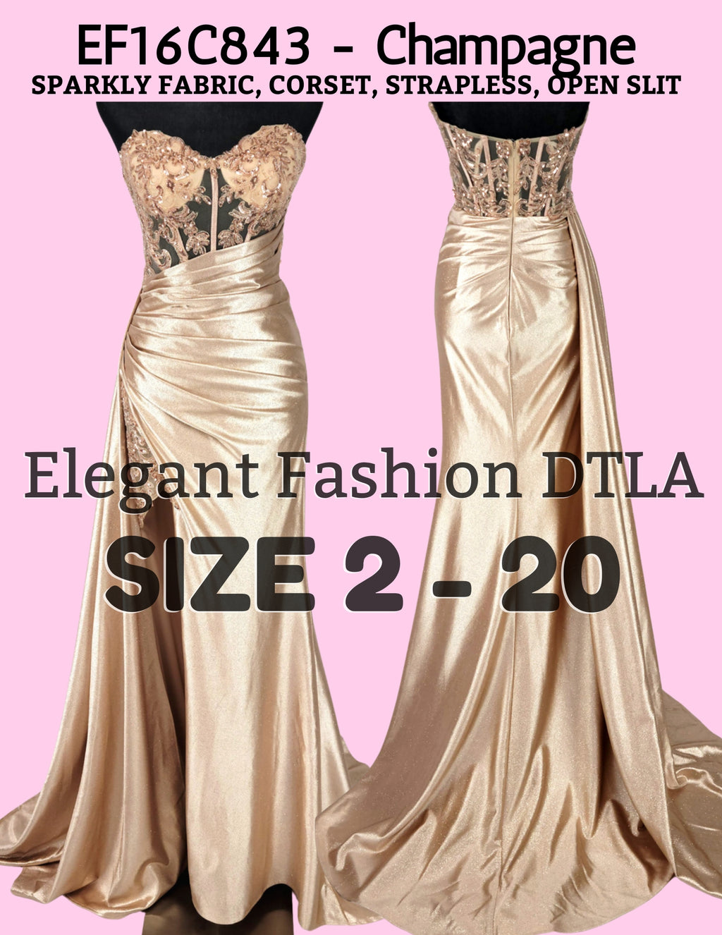 ✨ Elegant Fashion✨SPARKLY CHAMPAGNE (Size 2-20)