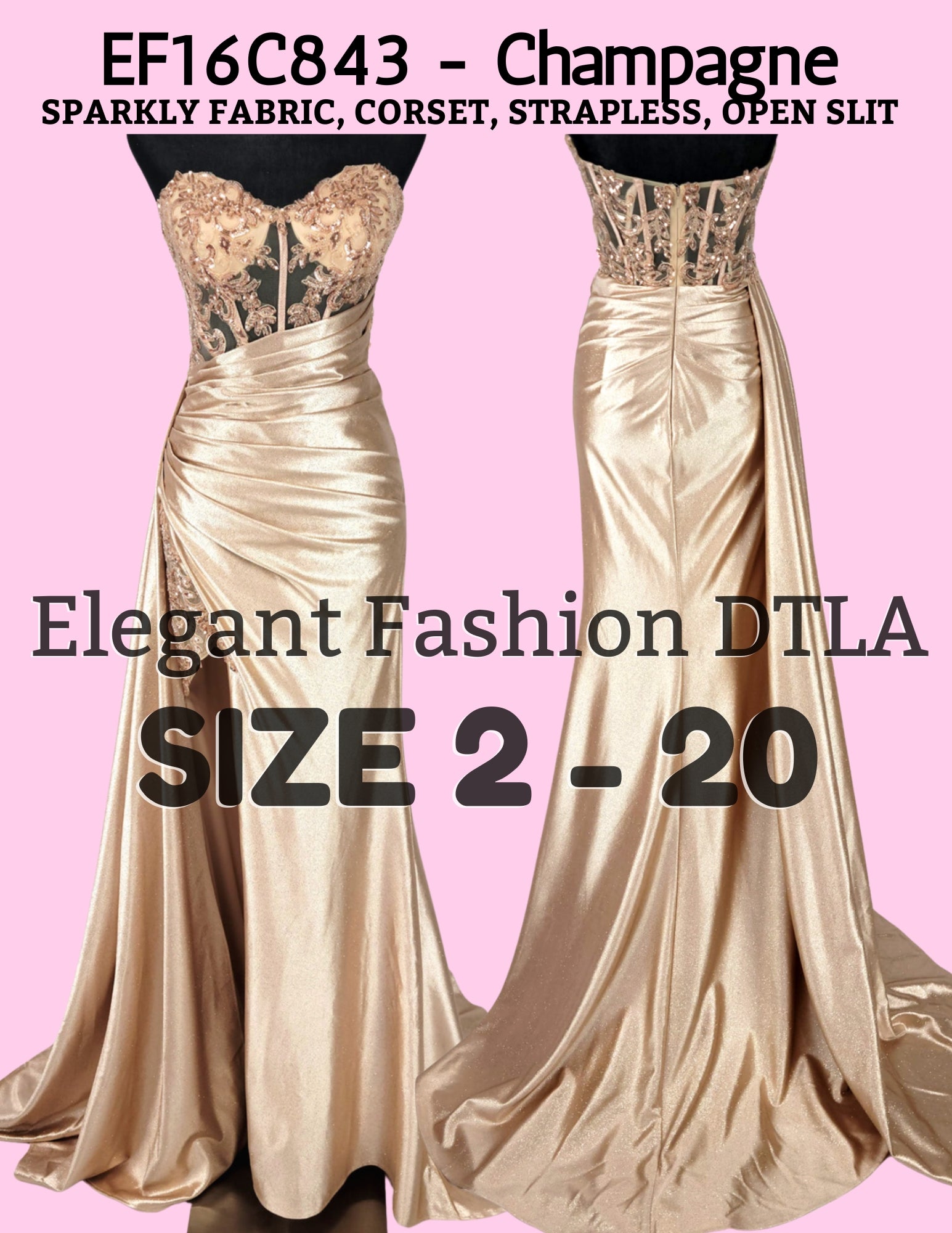 ✨ Elegant Fashion✨SPARKLY CHAMPAGNE (Size 2-20)