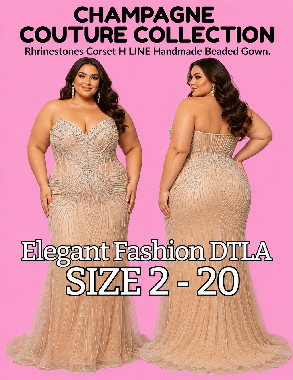 CHAMPAGNE COUTURE COLLECTION (SIZE 2-20)✨ Elegant Fashion✨EF168258