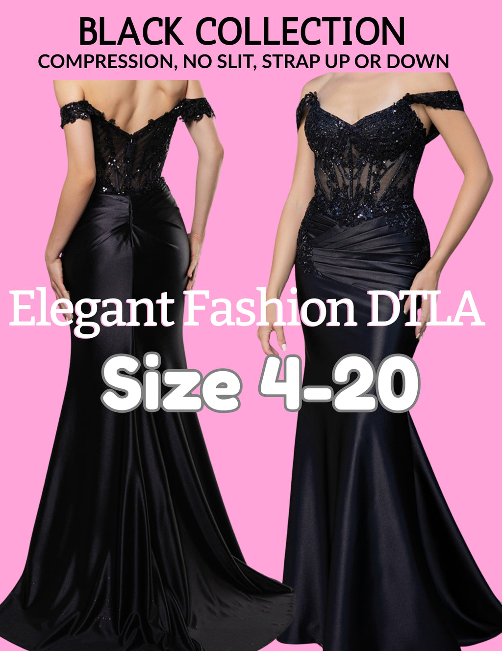 ✨ Elegant Fashion✨ BLACK W/COMPRESSION (size 4-20)