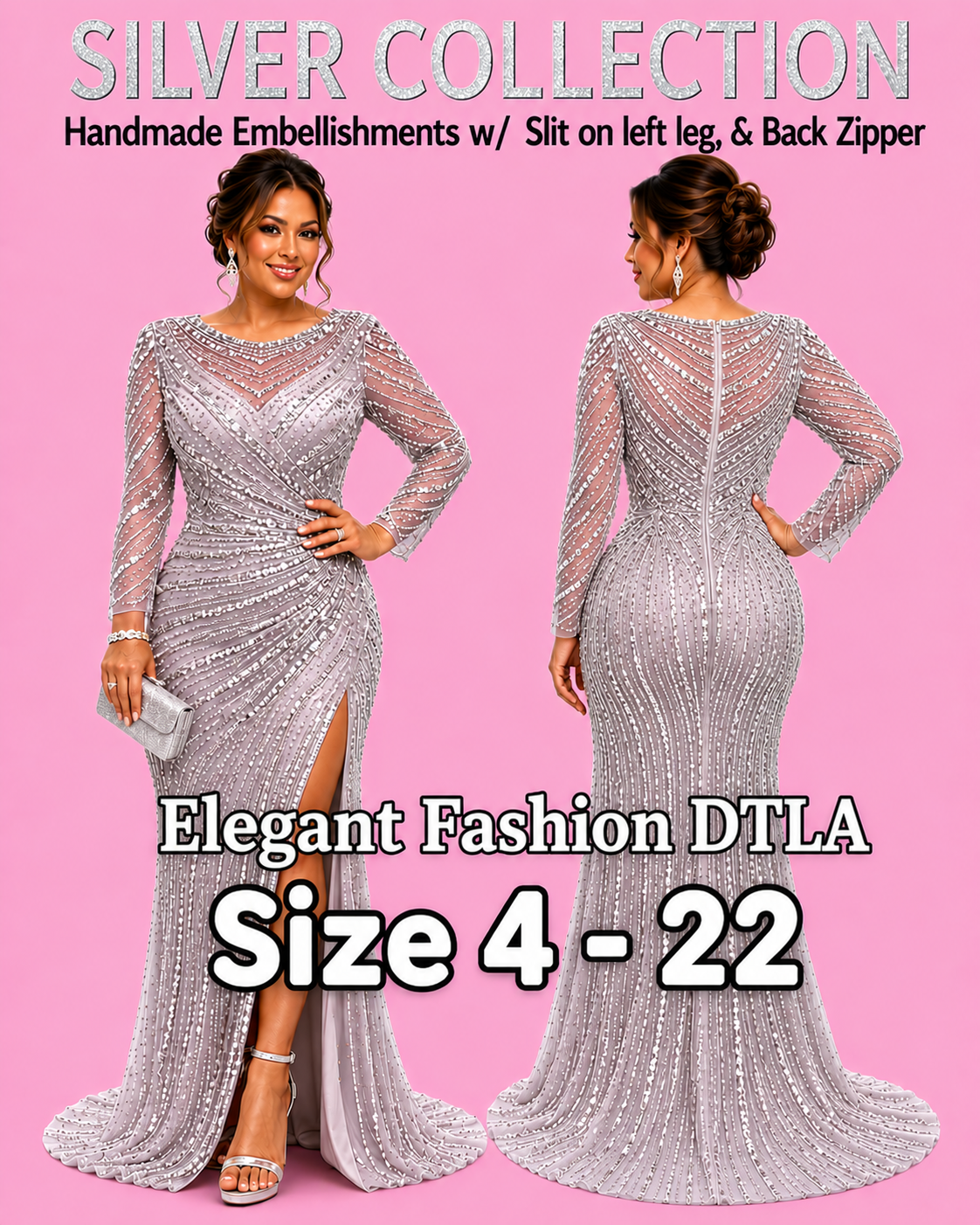 (SIZE 4-22) ✨ Elegant Fashion✨ 2 COLORS EMBELLISHMENTS