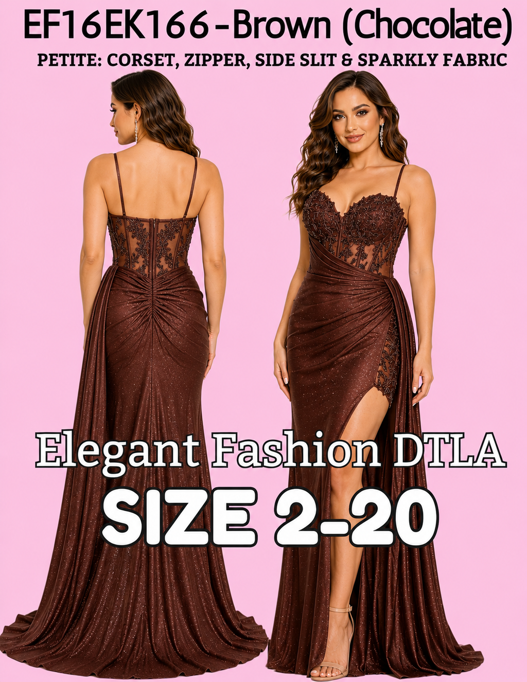 (SIZE 2-20)✨ Elegant Fashion✨ Chocolate Brown