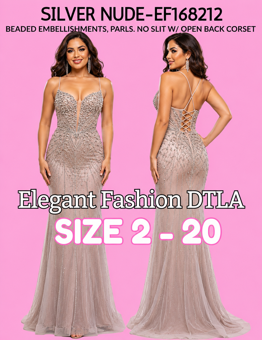 6 COLORS (SIZE 2-20)✨ Elegant Fashion✨ EF168212