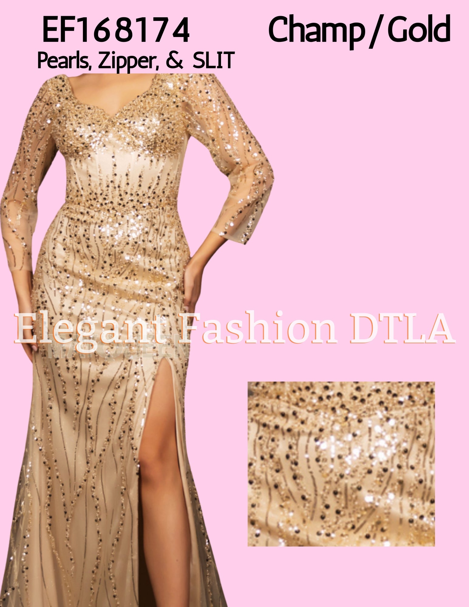 💎💎 EF168174 Long Sleeve Pearls & Sequence (NO STRETCH)