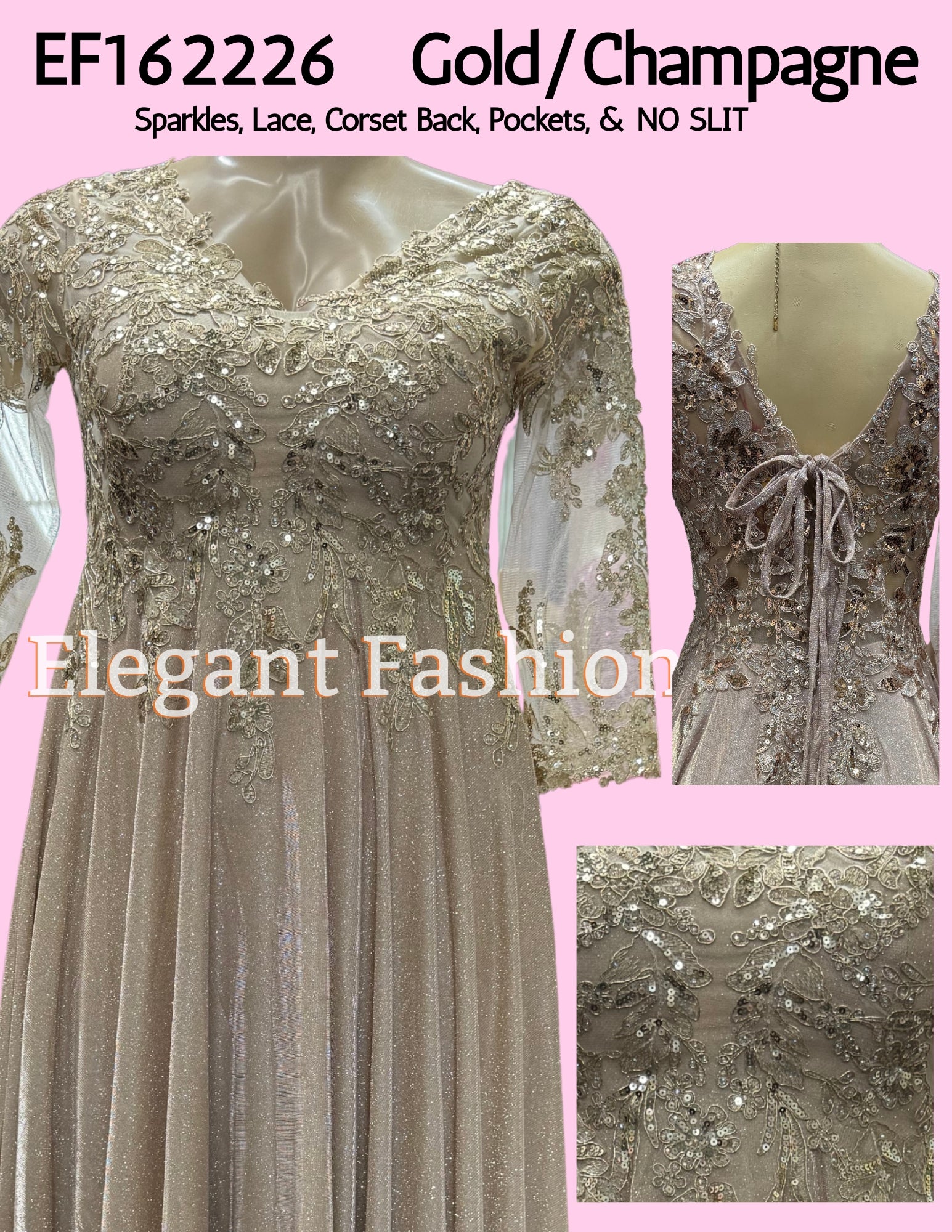 EF168211 Petite Sparkly A-Line w/ Pockets