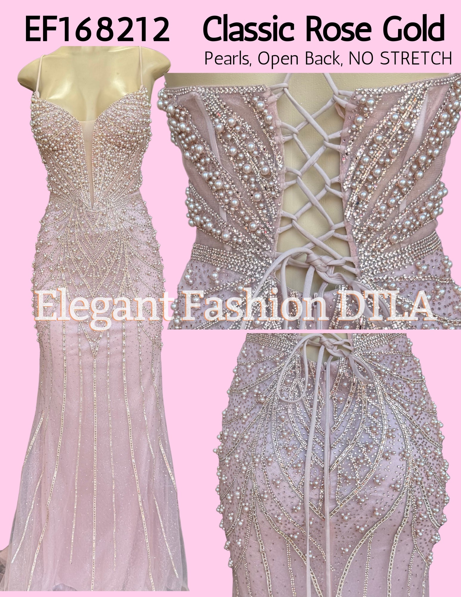 💎💎  EF168212 Pearls & Embellishments OPEN BACK