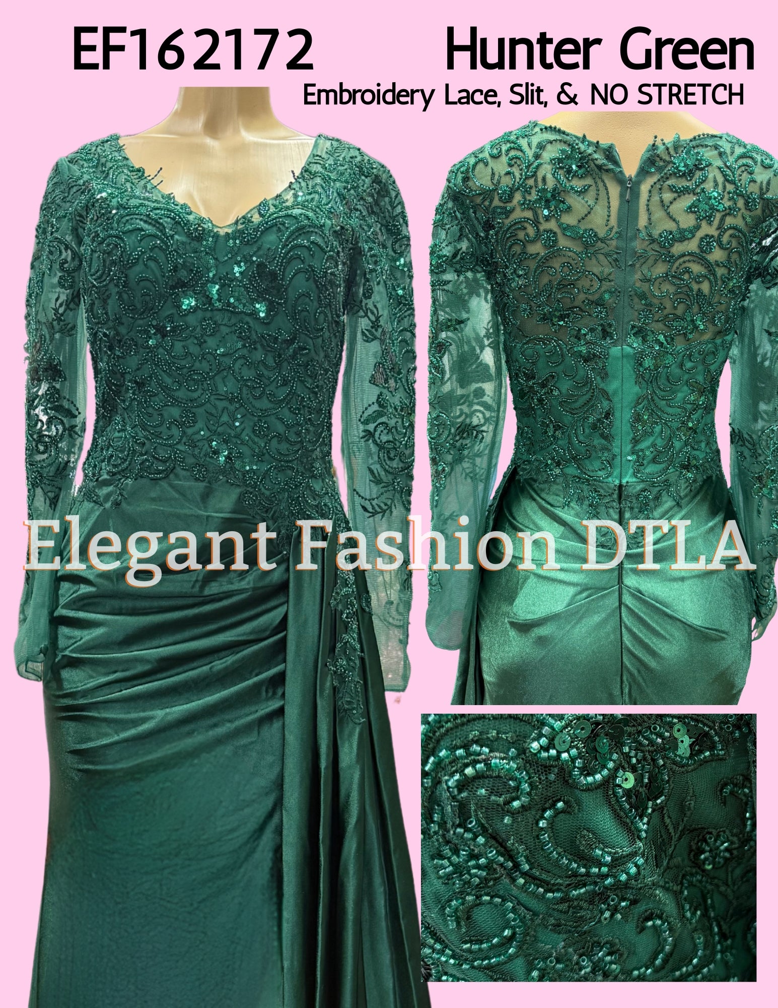 EF162172 Long Sleeve Lace Embroidery w/ SLIT