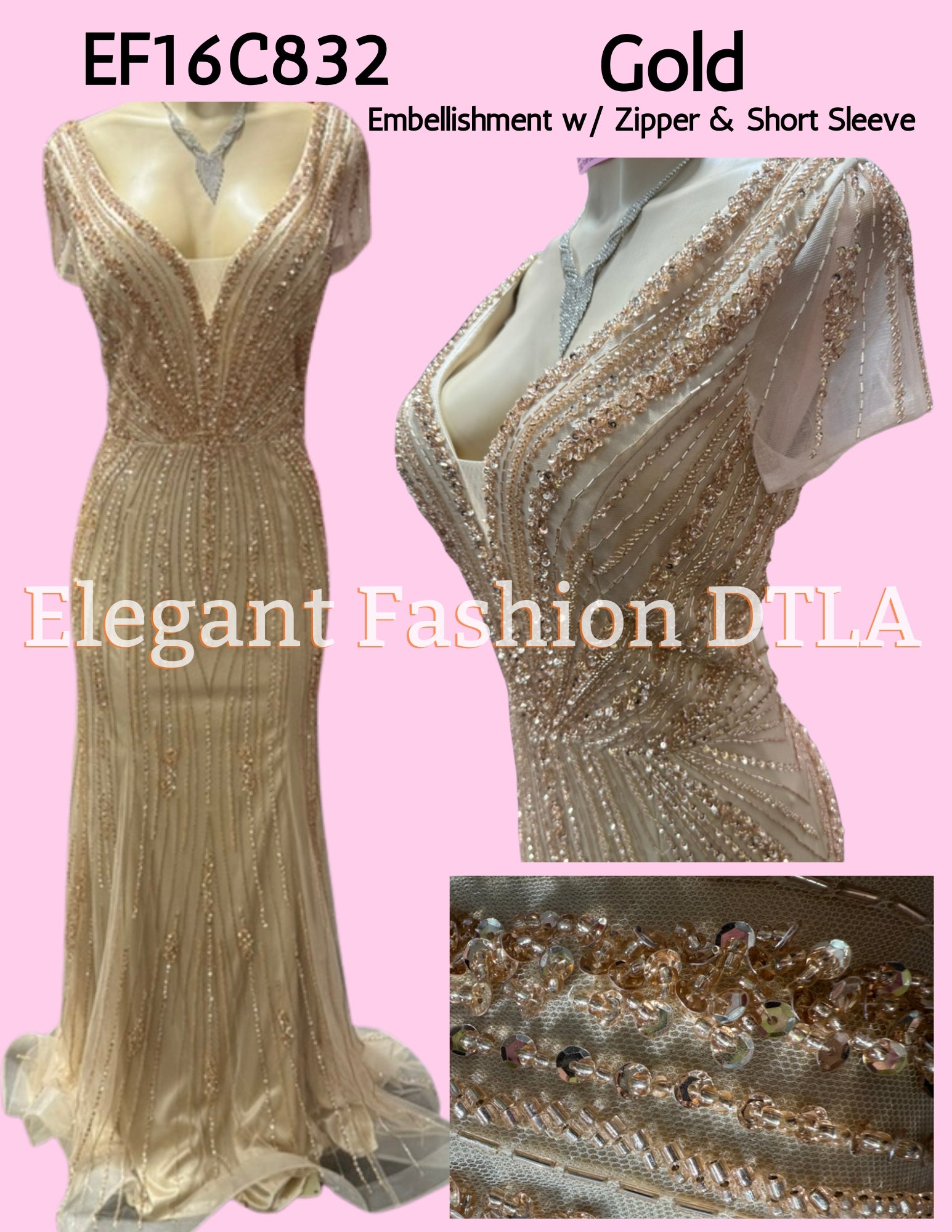 💎💎 MANGA EF16C832 Embellishments Short Sleeves _