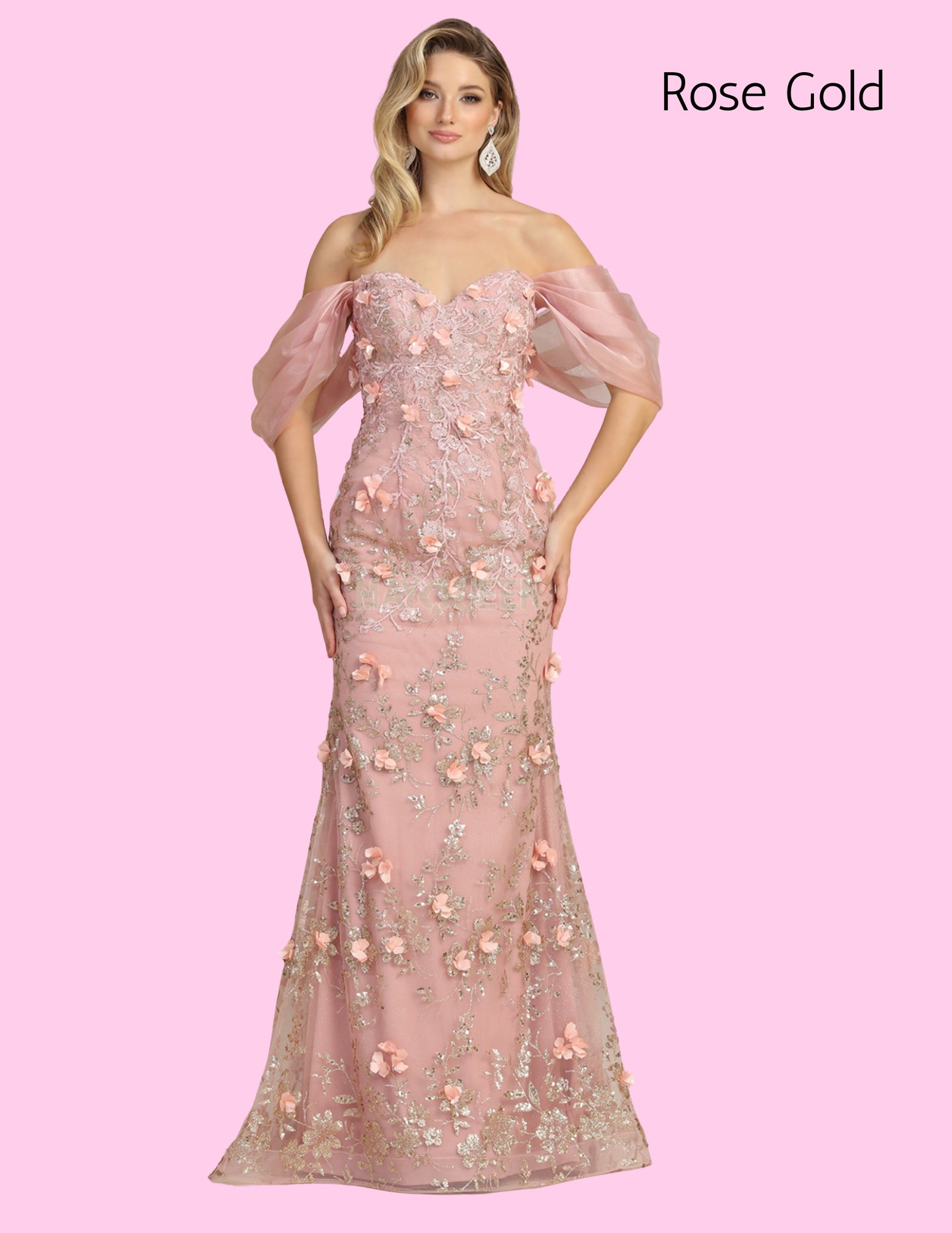 ✨ EF168037 Floral Embroidery w/Gold Glitter