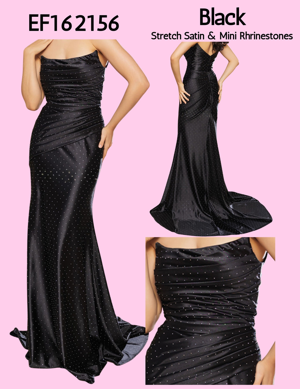 💎💎 EF162156 Mini Rhinestones Satin Stretch