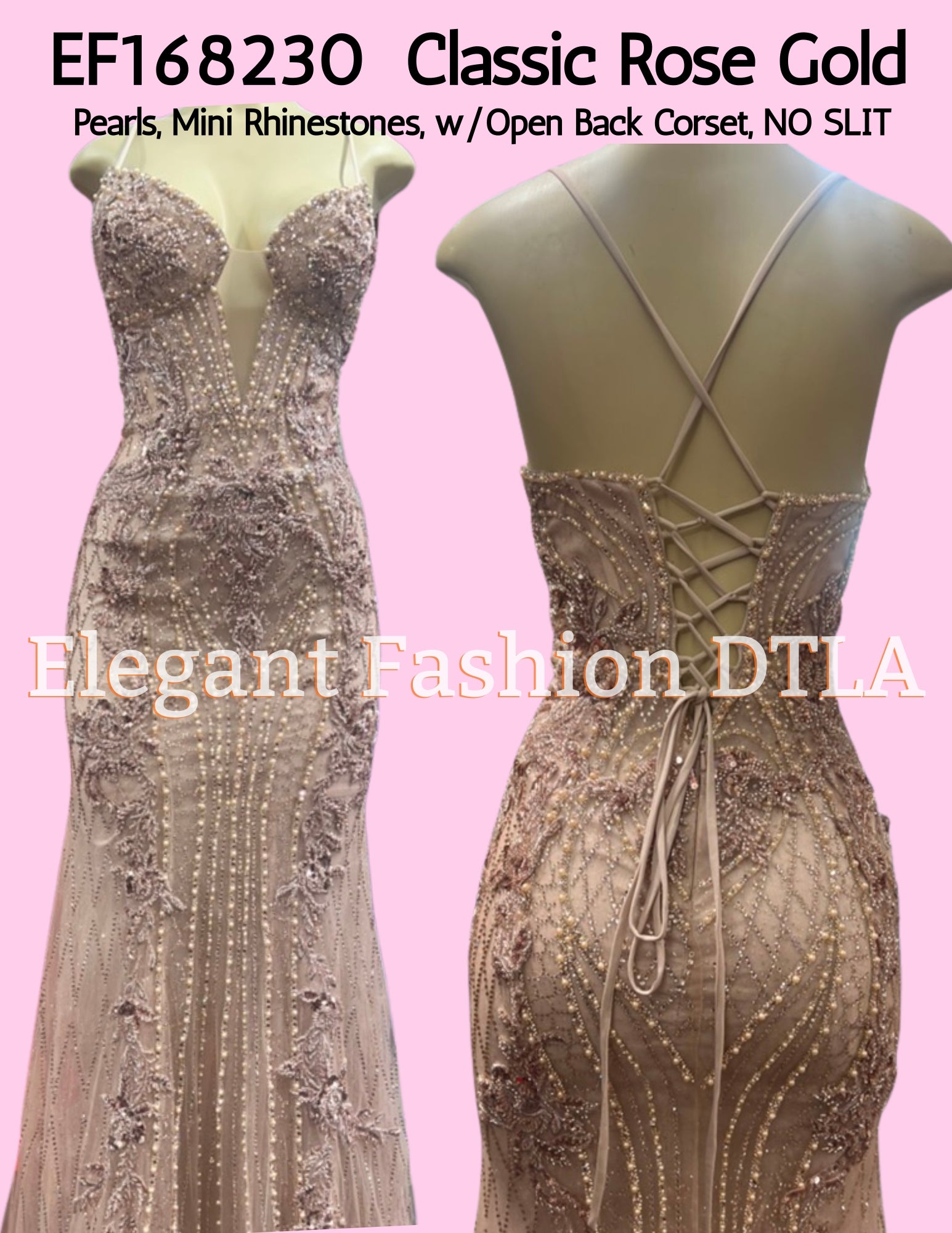 EF168230 Rhinestones NO SLIT OPEN BACK