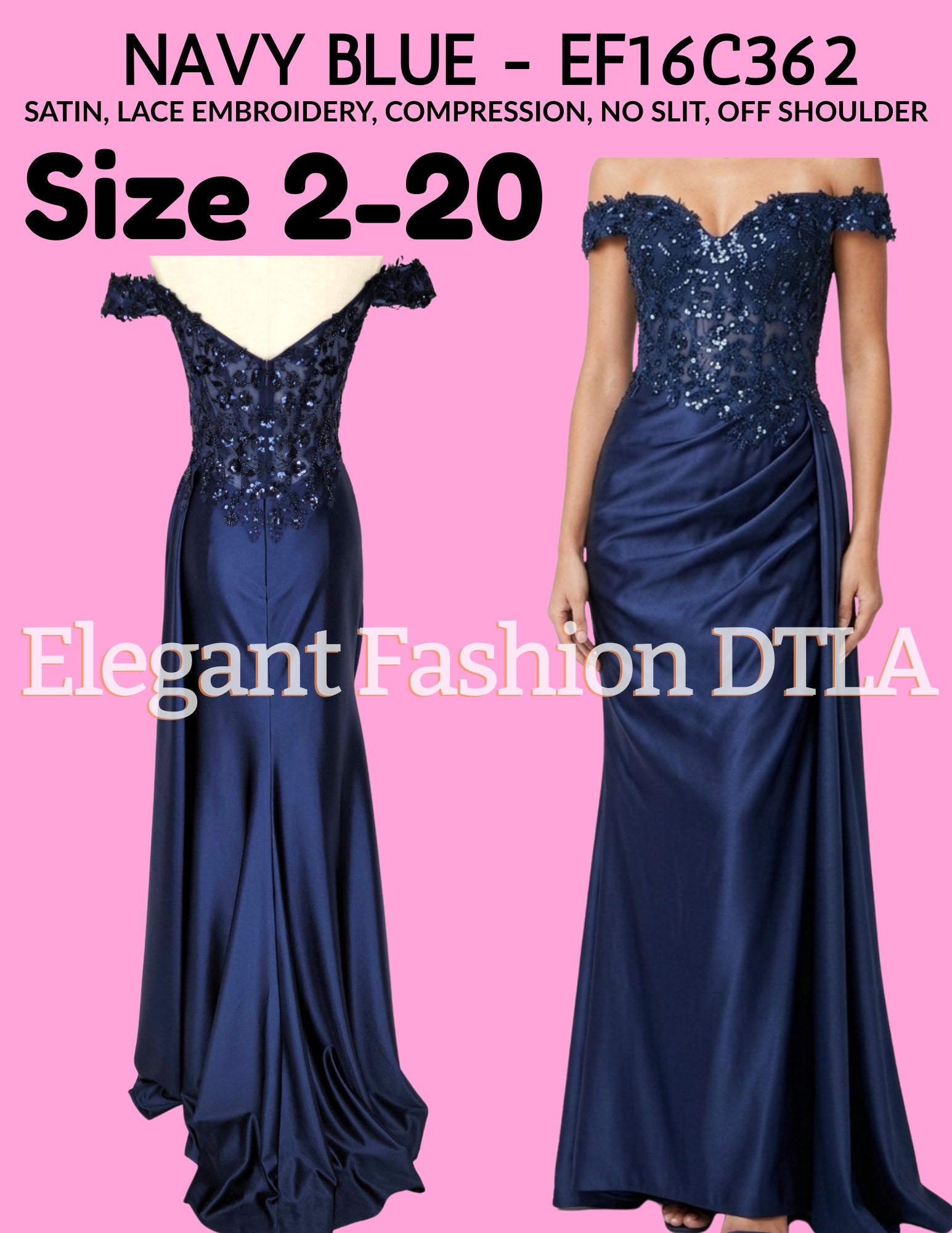 ✨ Elegant Fashion✨ EF16C363 NAVY BLUE