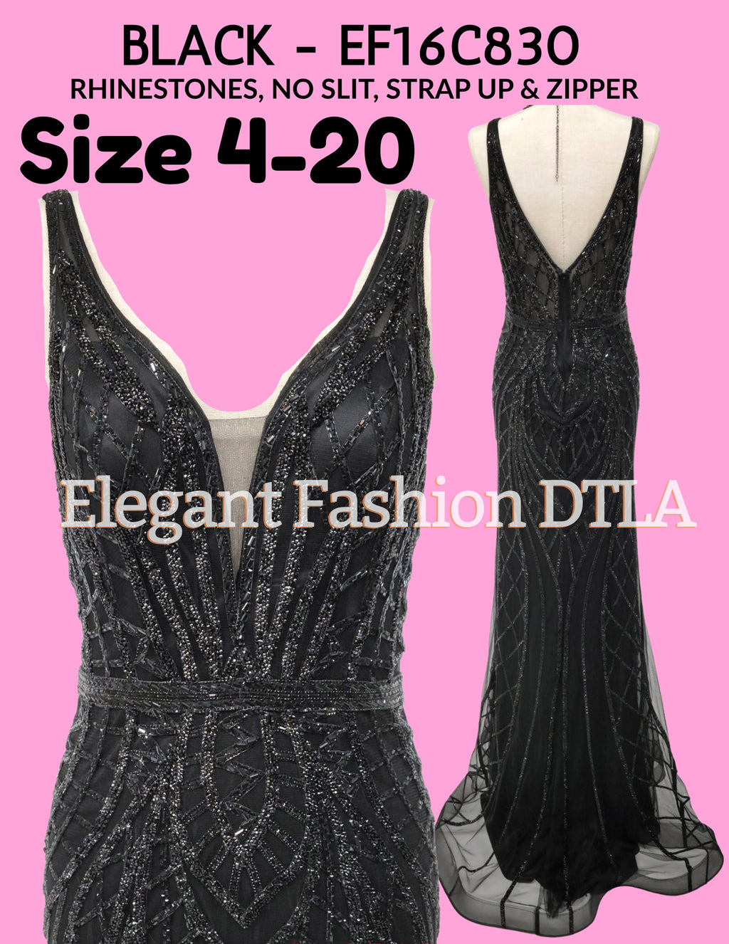 ✨ Elegant Fashion ✨  BLACK RHINESTONES