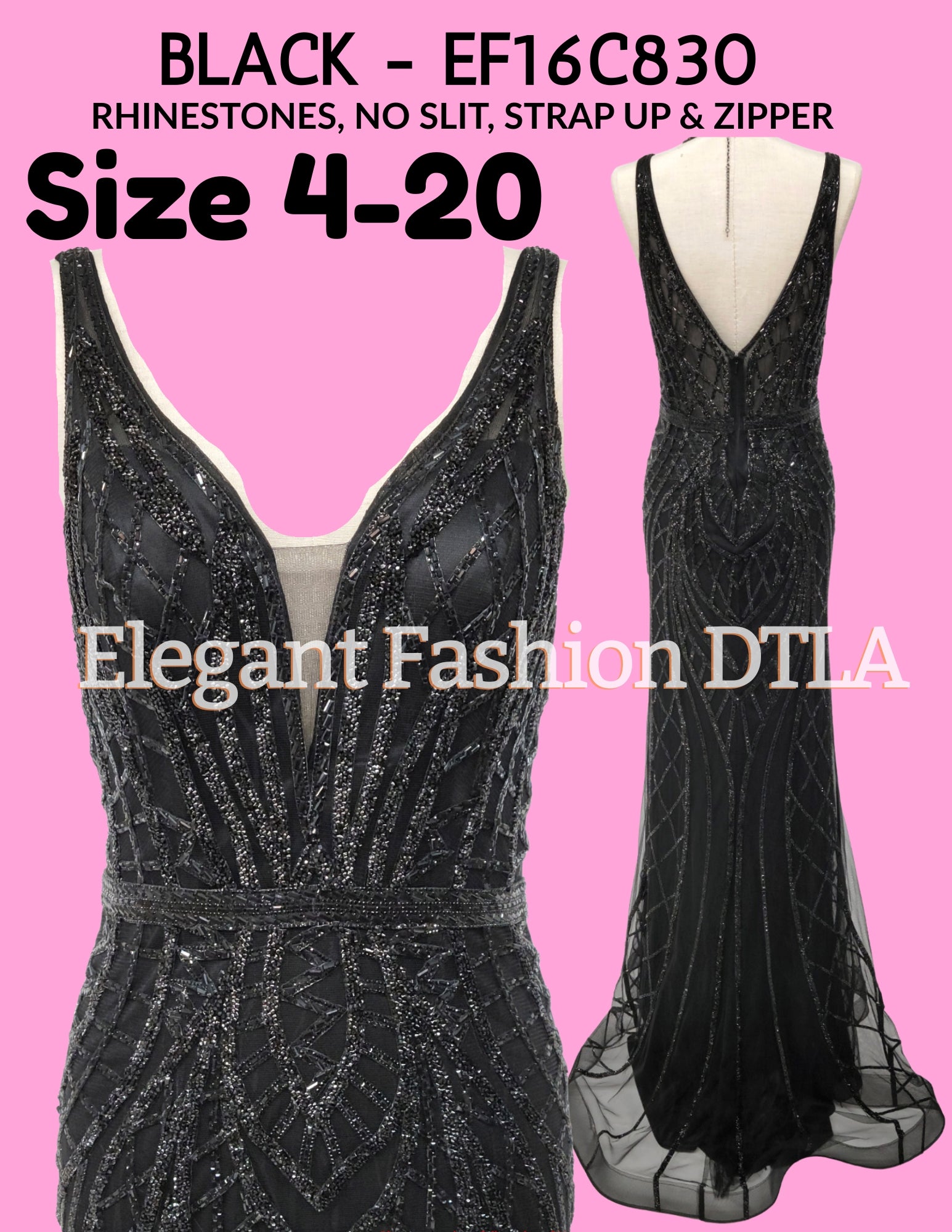 ✨ Elegant Fashion ✨  BLACK RHINESTONES