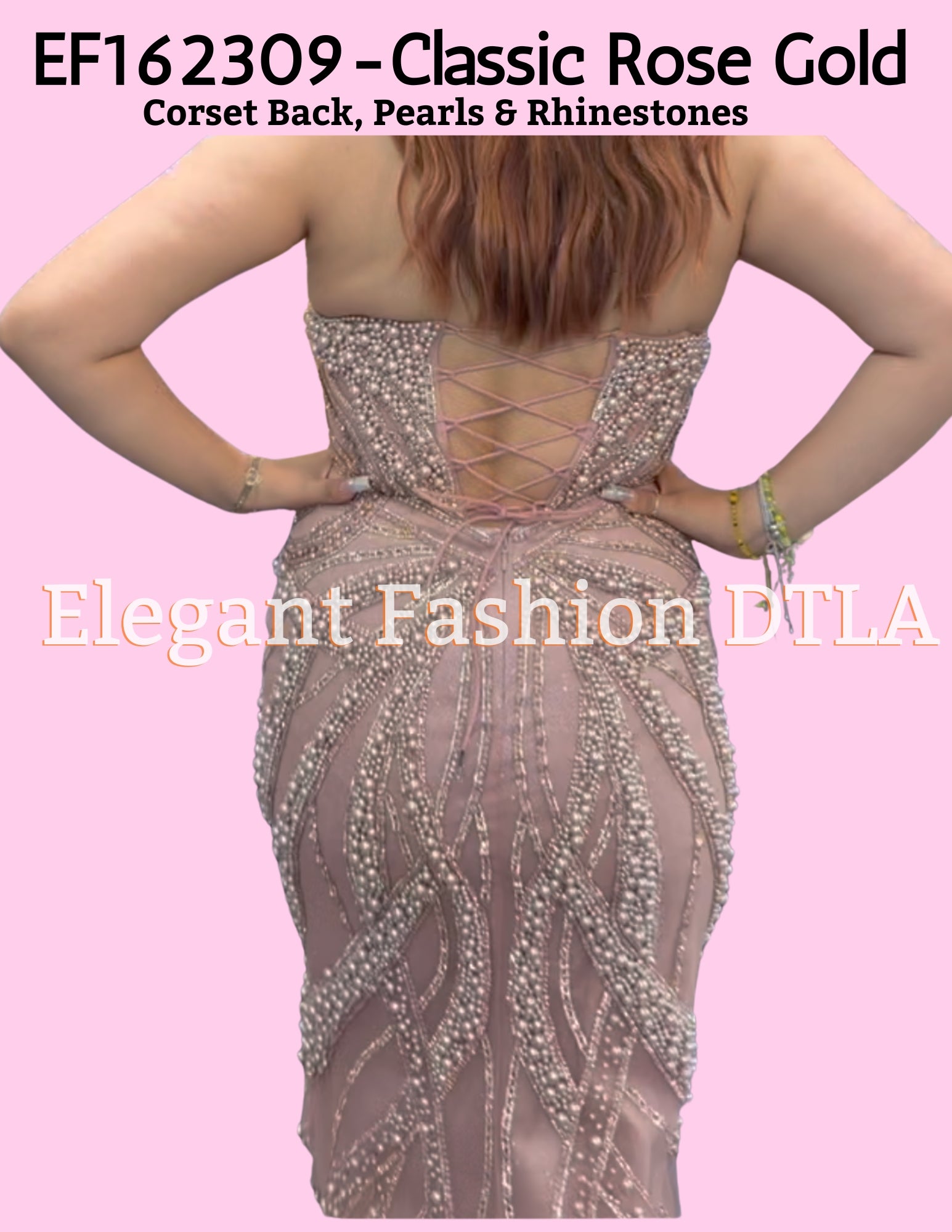 ✨ Elegant Fashion✨ Classic Rose Gold Pearls & Rhinestones (SIZE 2-16)