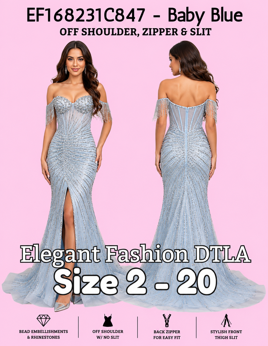 ✨ Elegant Fashion✨ 5 COLORS EMBELLISHMENTS (SIZE 2-20)