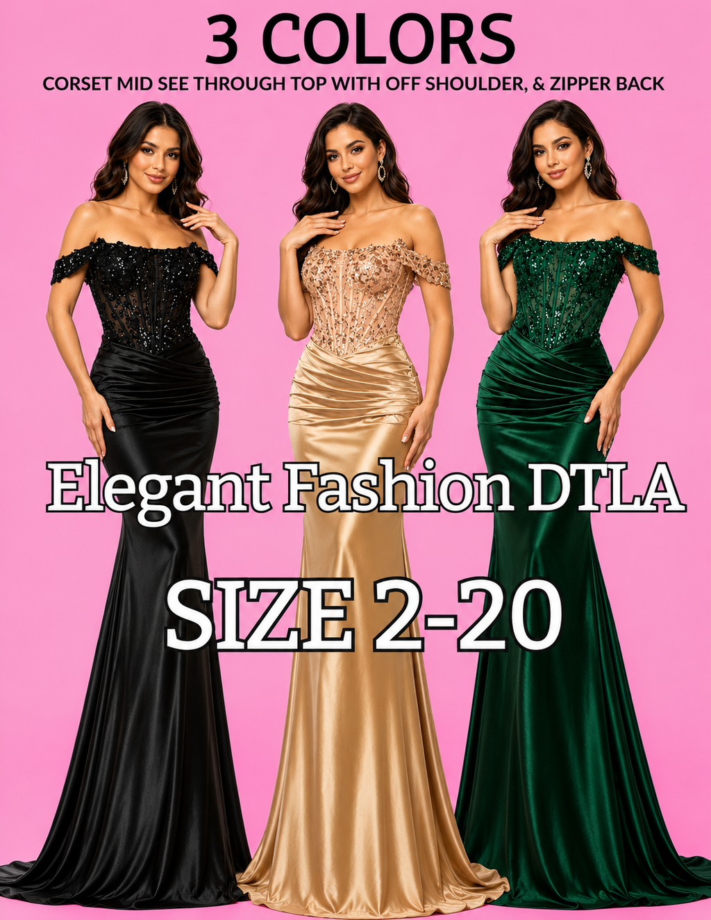 3 COLORS (SIZE 2-20)✨ Elegant Fashion✨EF162153