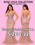 PLUS SIZE (SIZE 2-22) ✨Elegant Fashion ✨ Rhinestones & OPEN BACK