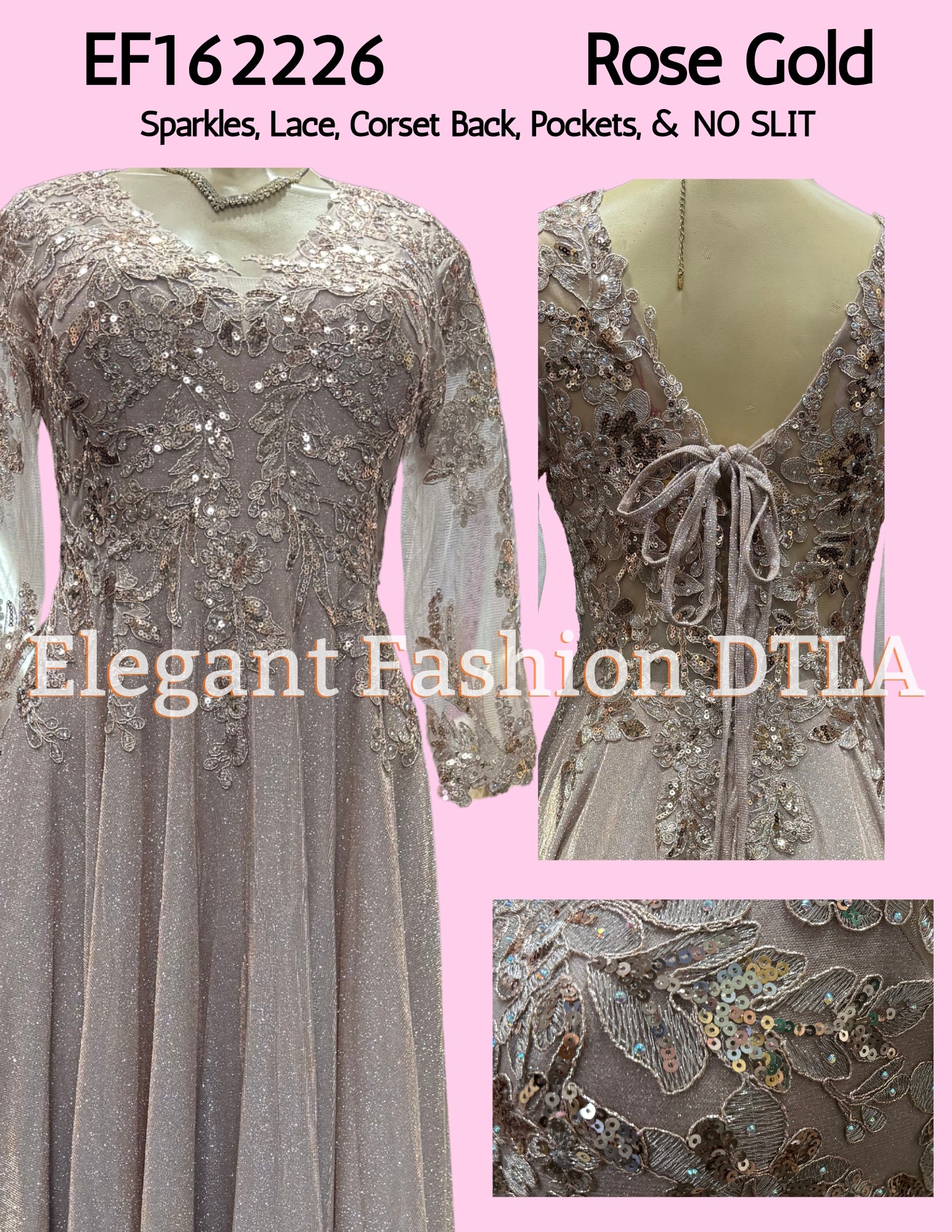 EF168211 Petite Sparkly A-Line w/ Pockets