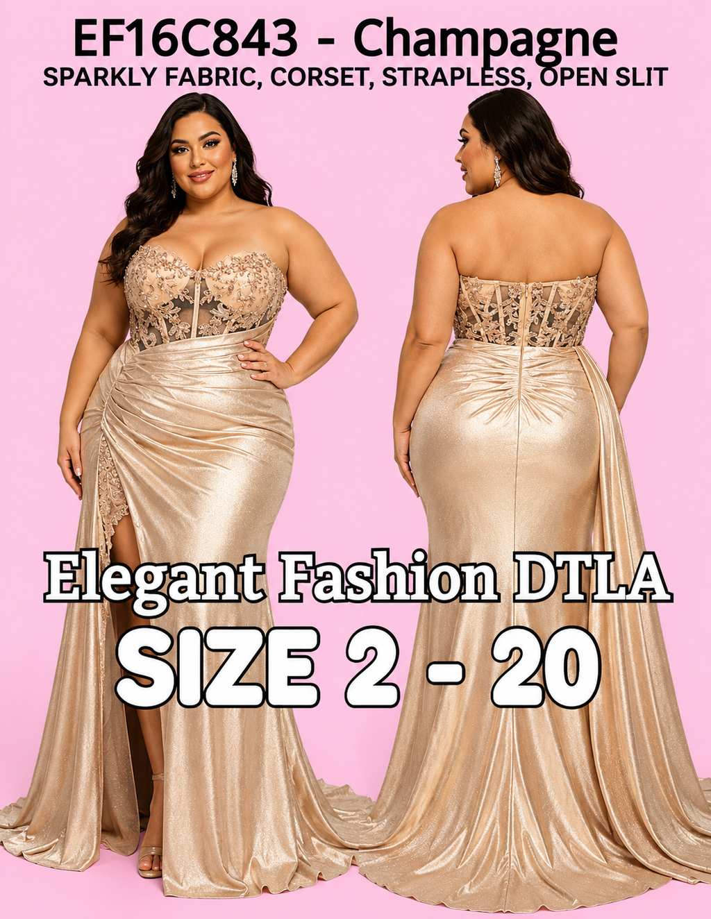 (Size 2-20)✨ Elegant Fashion✨SPARKLY CHAMPAGNE