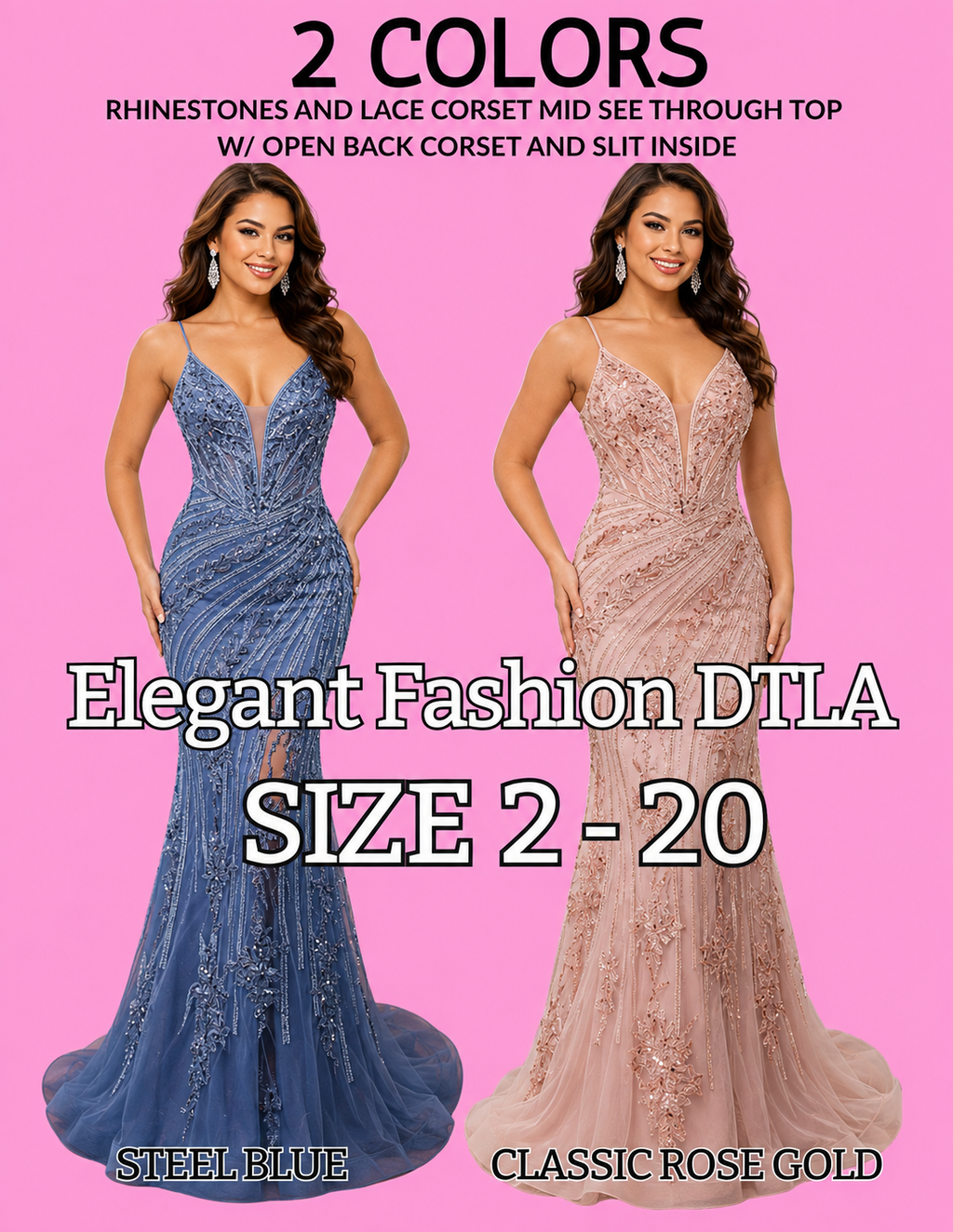 3 COLORS (SIZE 2-20)✨ Elegant Fashion✨EF168213