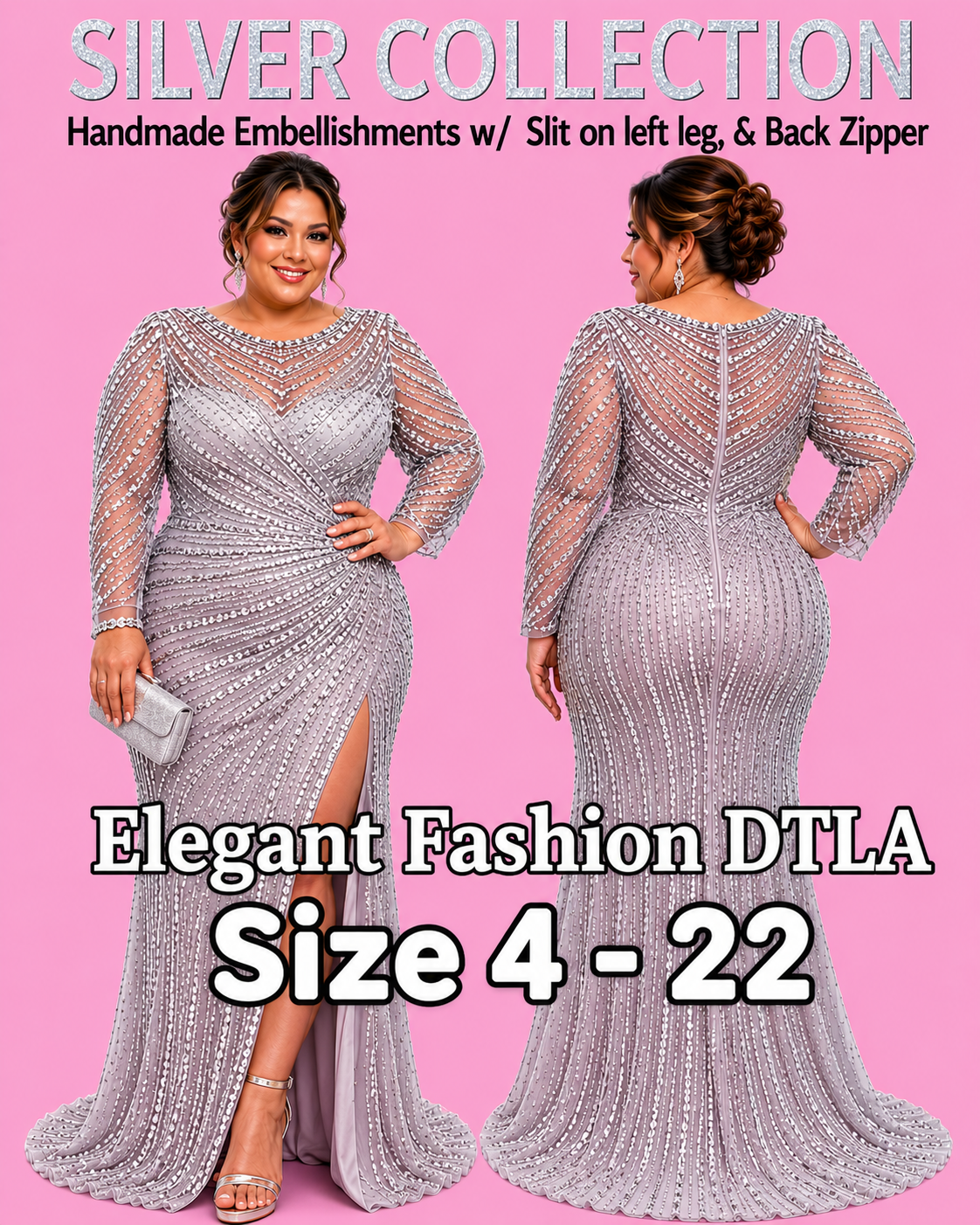 PLUS SIZE (SIZE 6-22) ✨ Elegant Fashion✨ 2 COLORS EMBELLISHMENTS