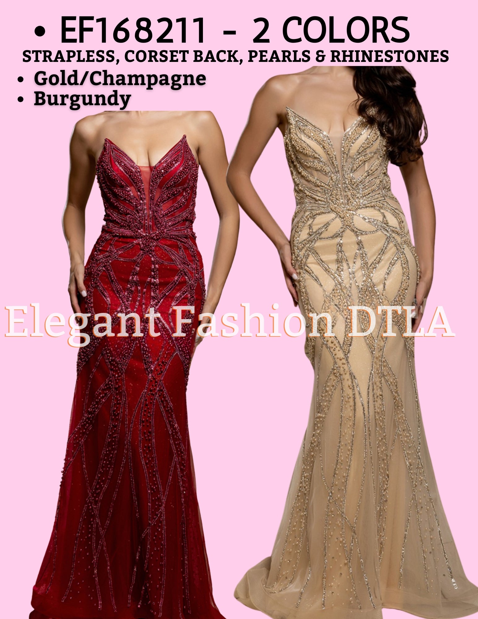 DTLA ✨ Elegant Fashion ✨ EF168211 Pearls & Rhinestones Open Back